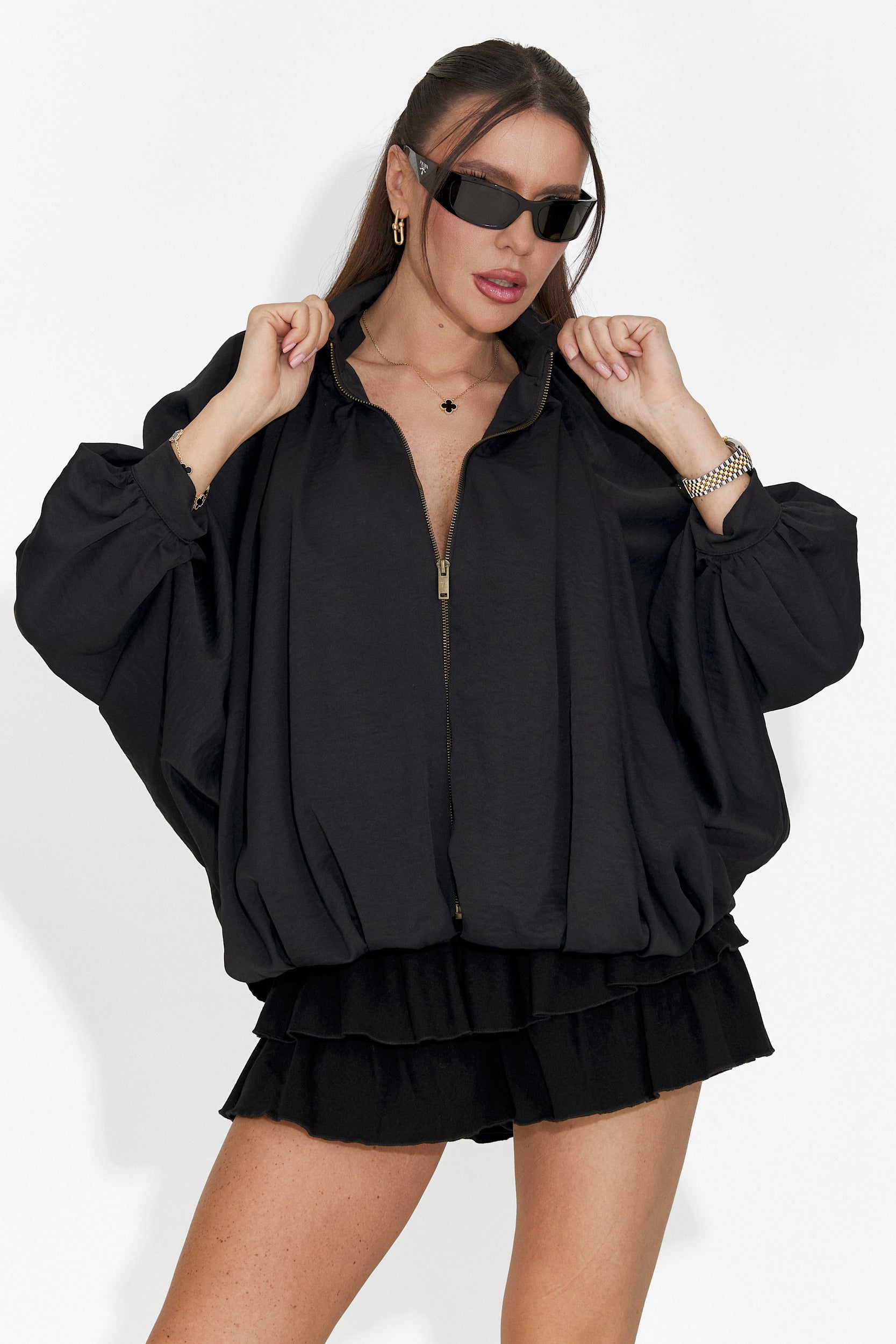 Czarna, Codzienna Kurtka Damska Yasminia Bogas