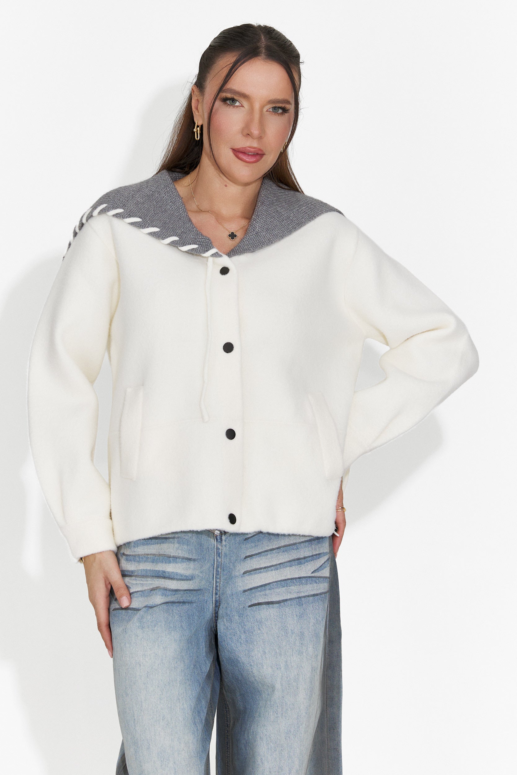 Elegancki Kremowy Damski Kurtka Agapia Bogas