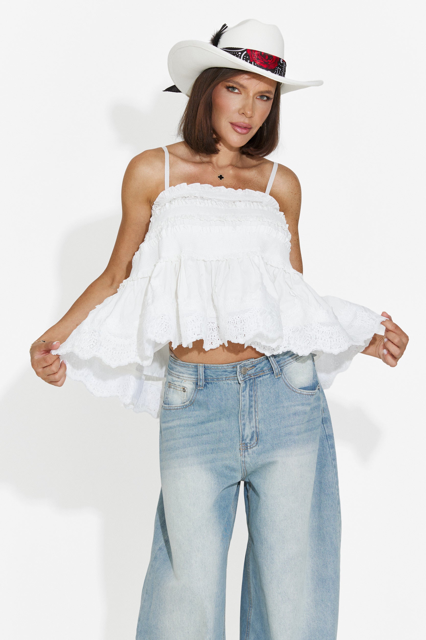 Top damski casual biały Elodia Bogas