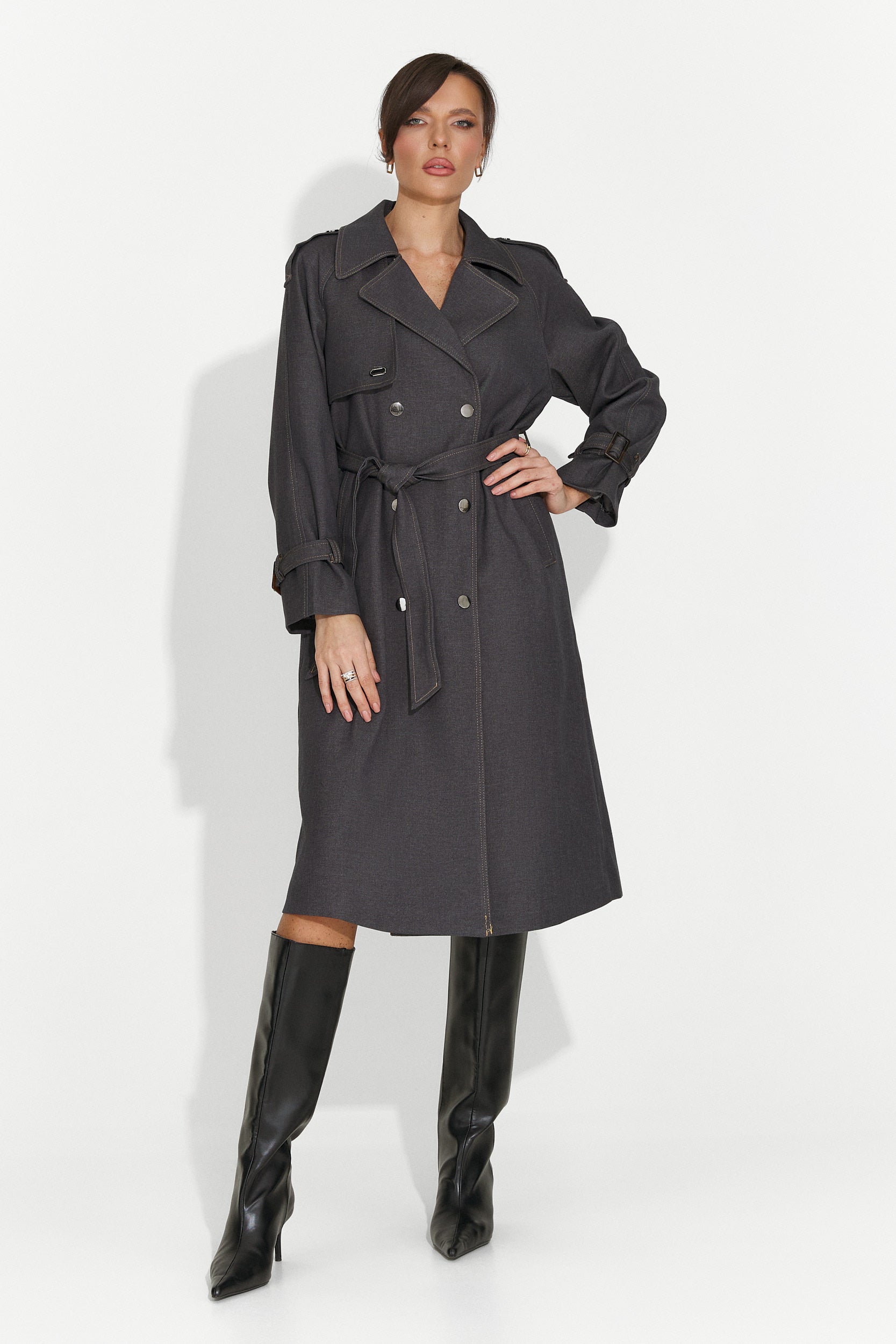 Elegancki Szary Płaszcz Damski Nuvia Bogas