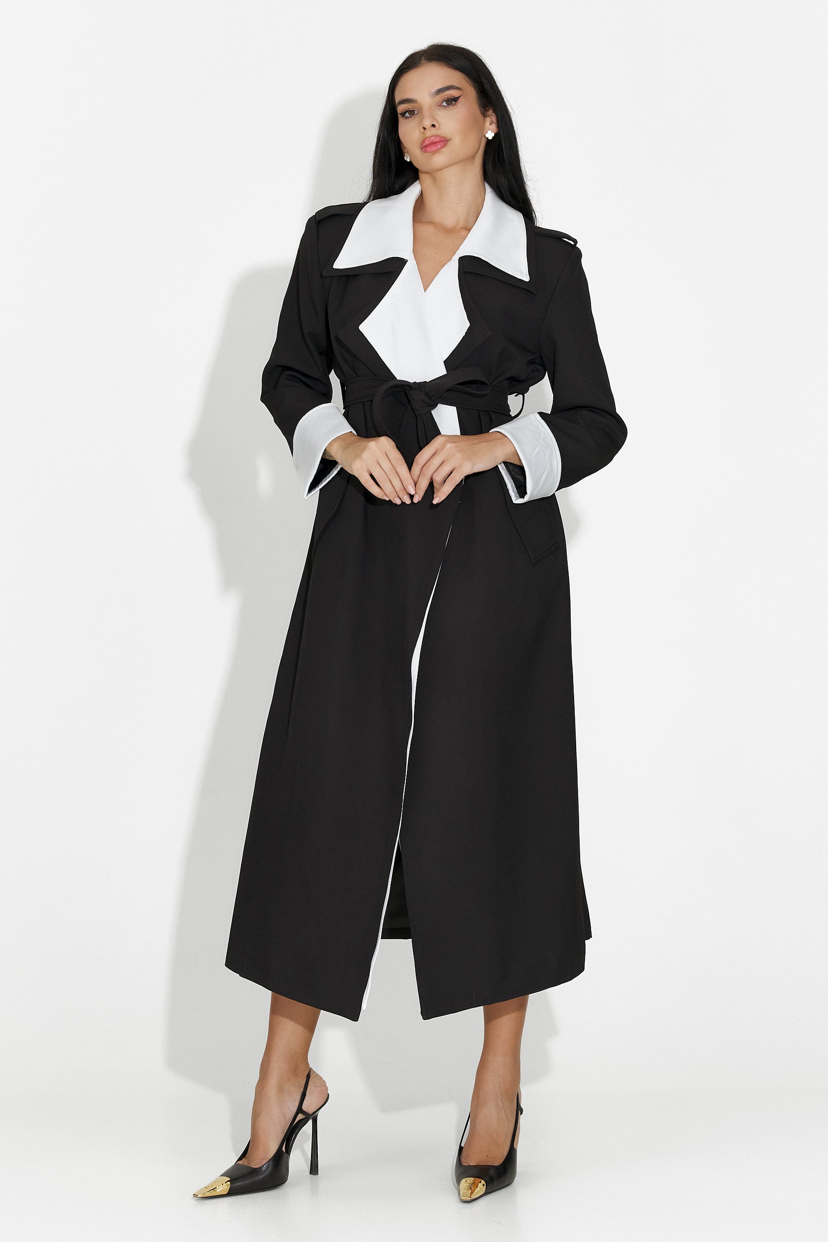 Elegancki czarny płaszcz damski Nalira Bogas