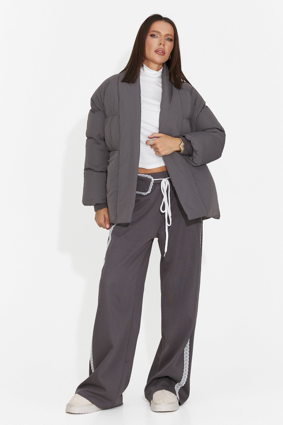 Pantaloni casual gri antracit Nulenoa Bogas