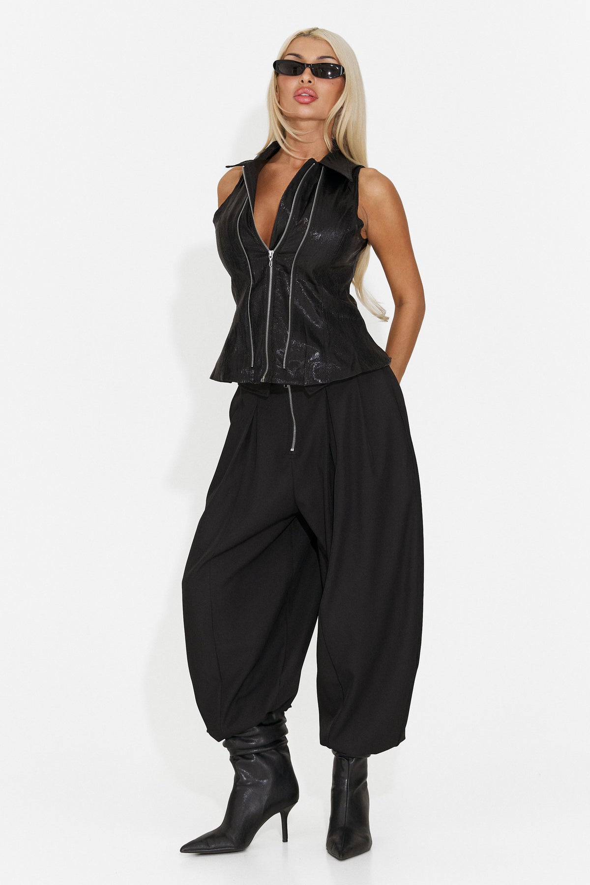 Pantaloni casual negri Scnoioria Bogas