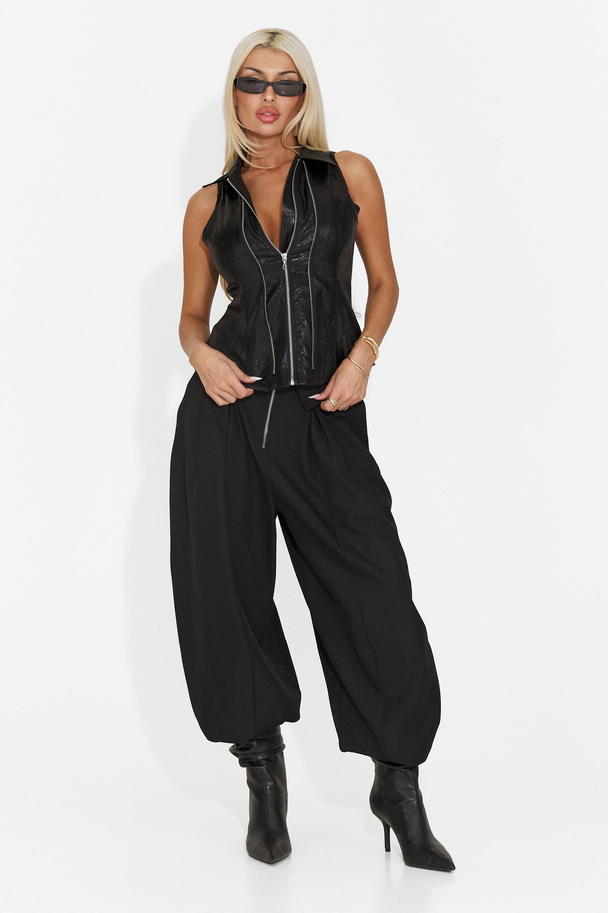 Pantaloni casual negri Scnoioria Bogas