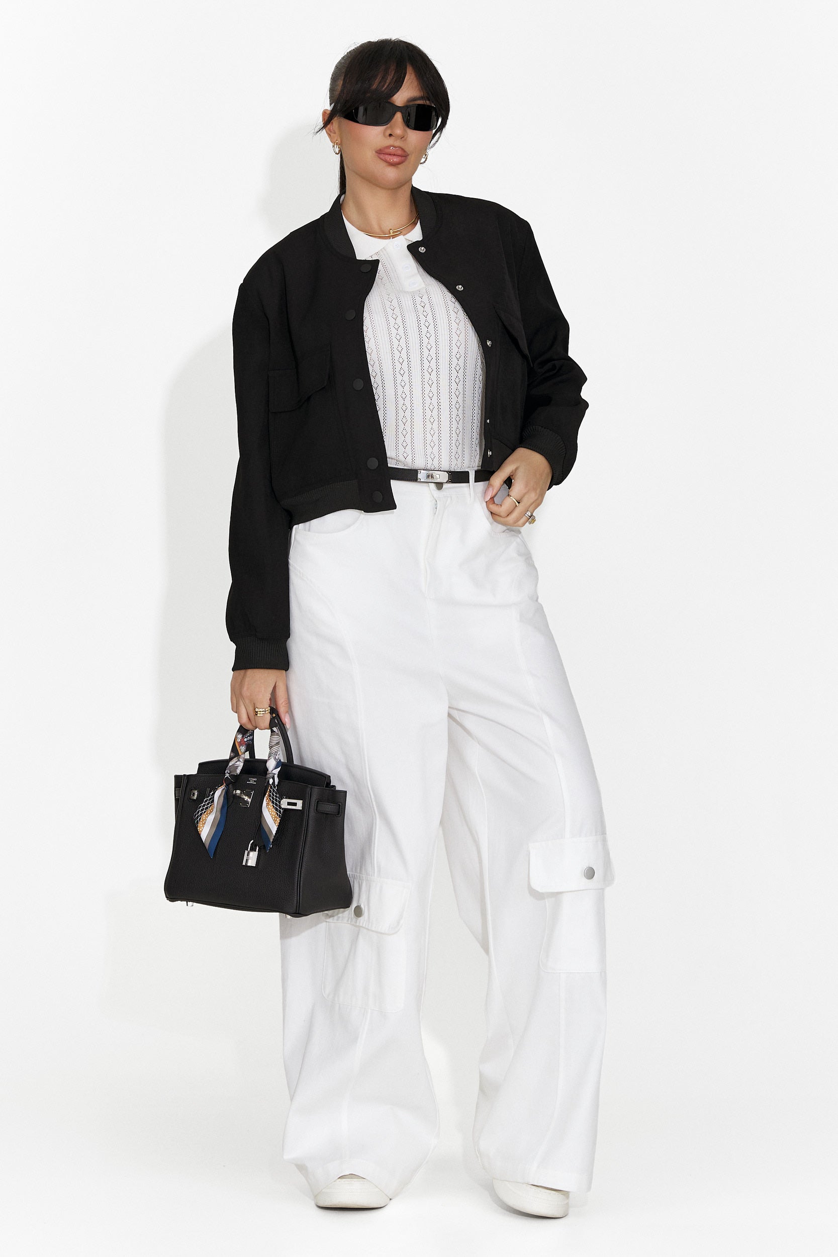 Codzienne białe damskie spodnie Nederia Bogas