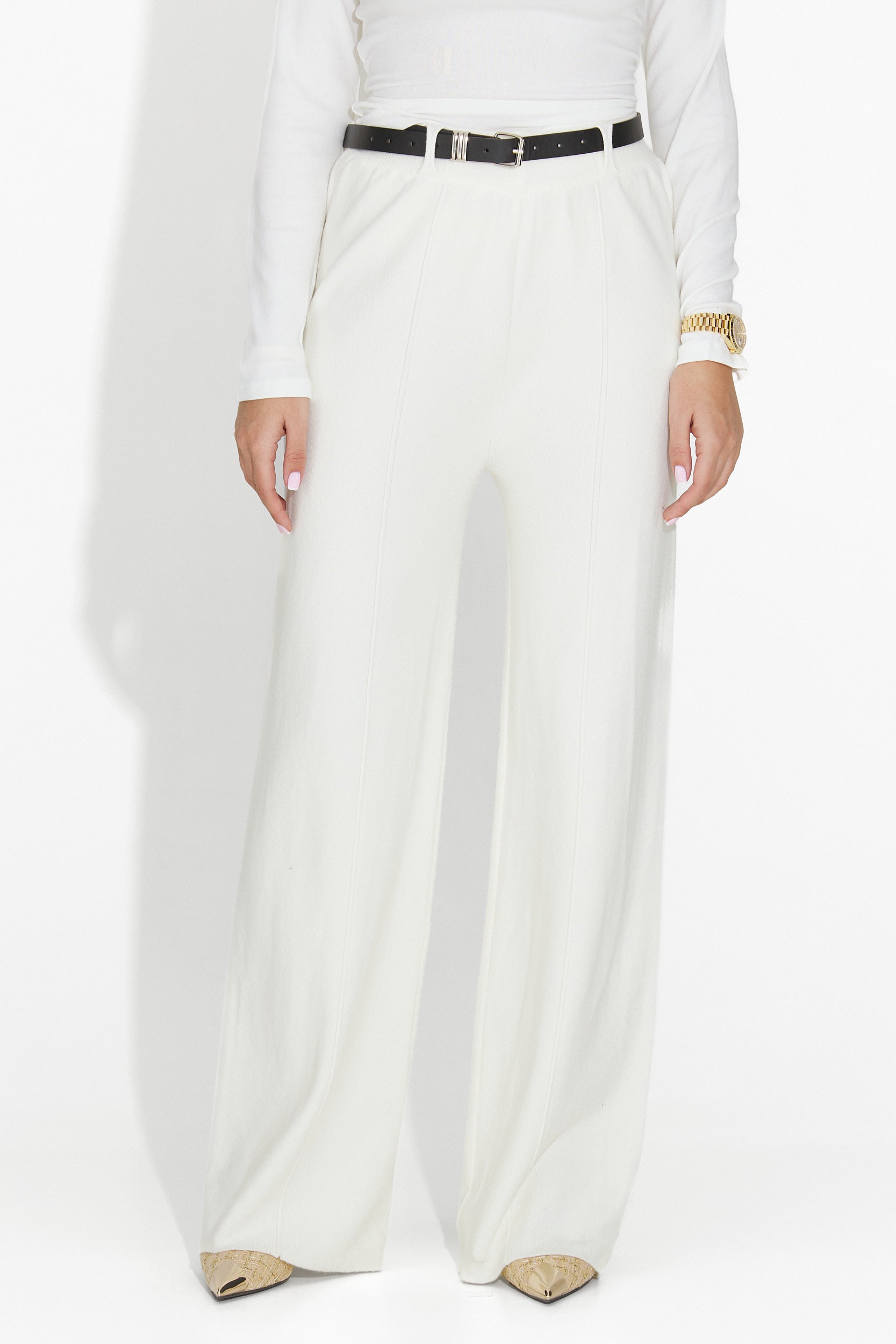 Beżowe, codzienne spodnie damskie Pietrina Bogas