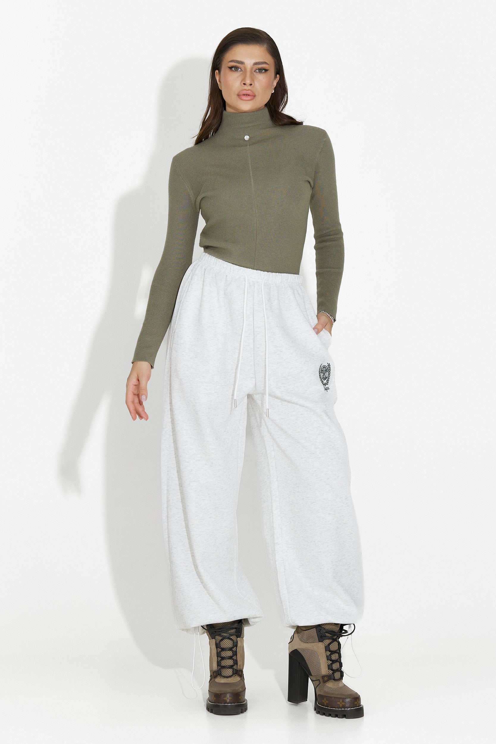 Casualowe Szare Damskie Spodnie Novirene Bogas