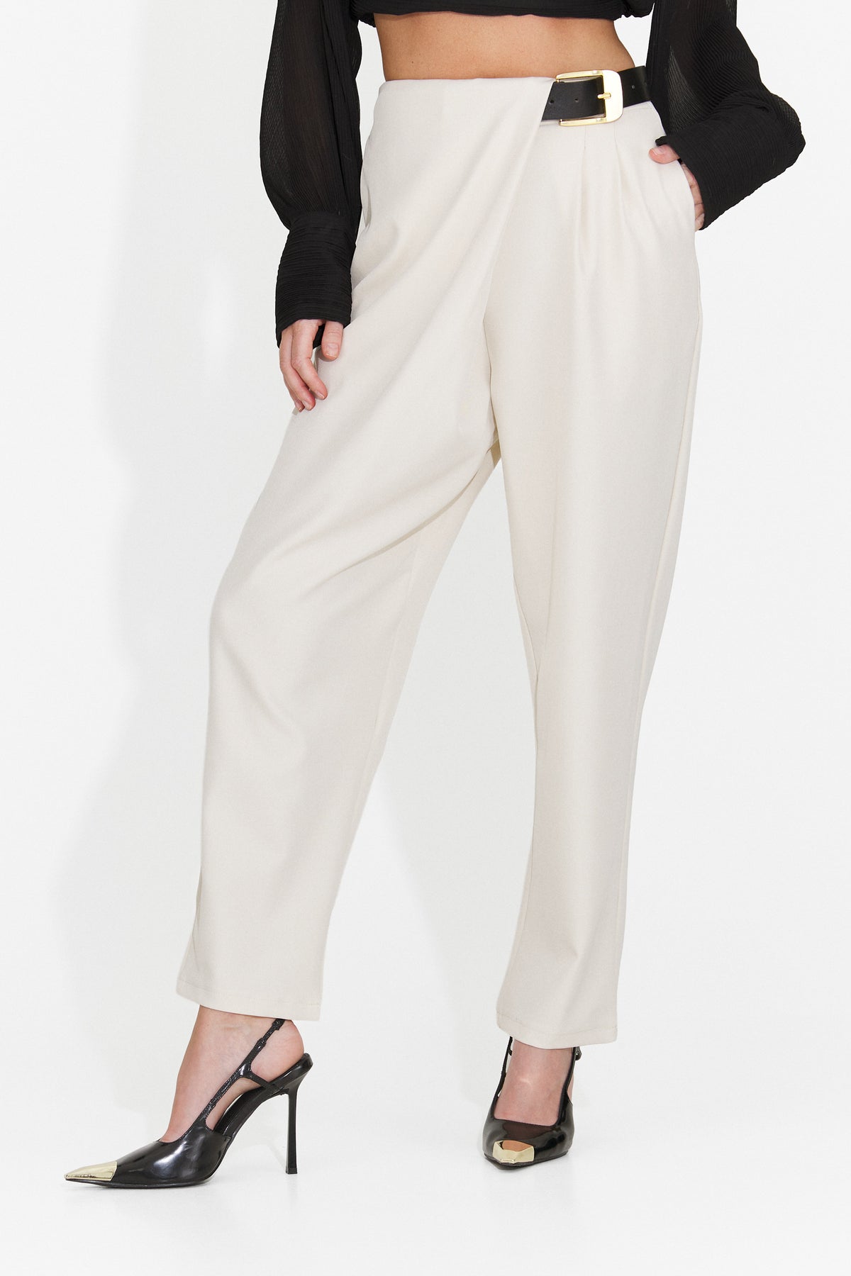 Pantaloni eleganti crem Hanoriaria Bogas