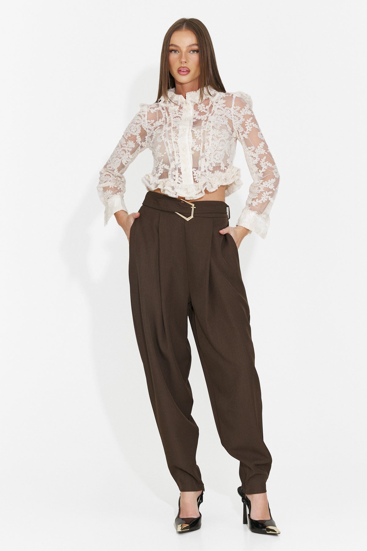 Pantaloni eleganti maro Didola Bogas