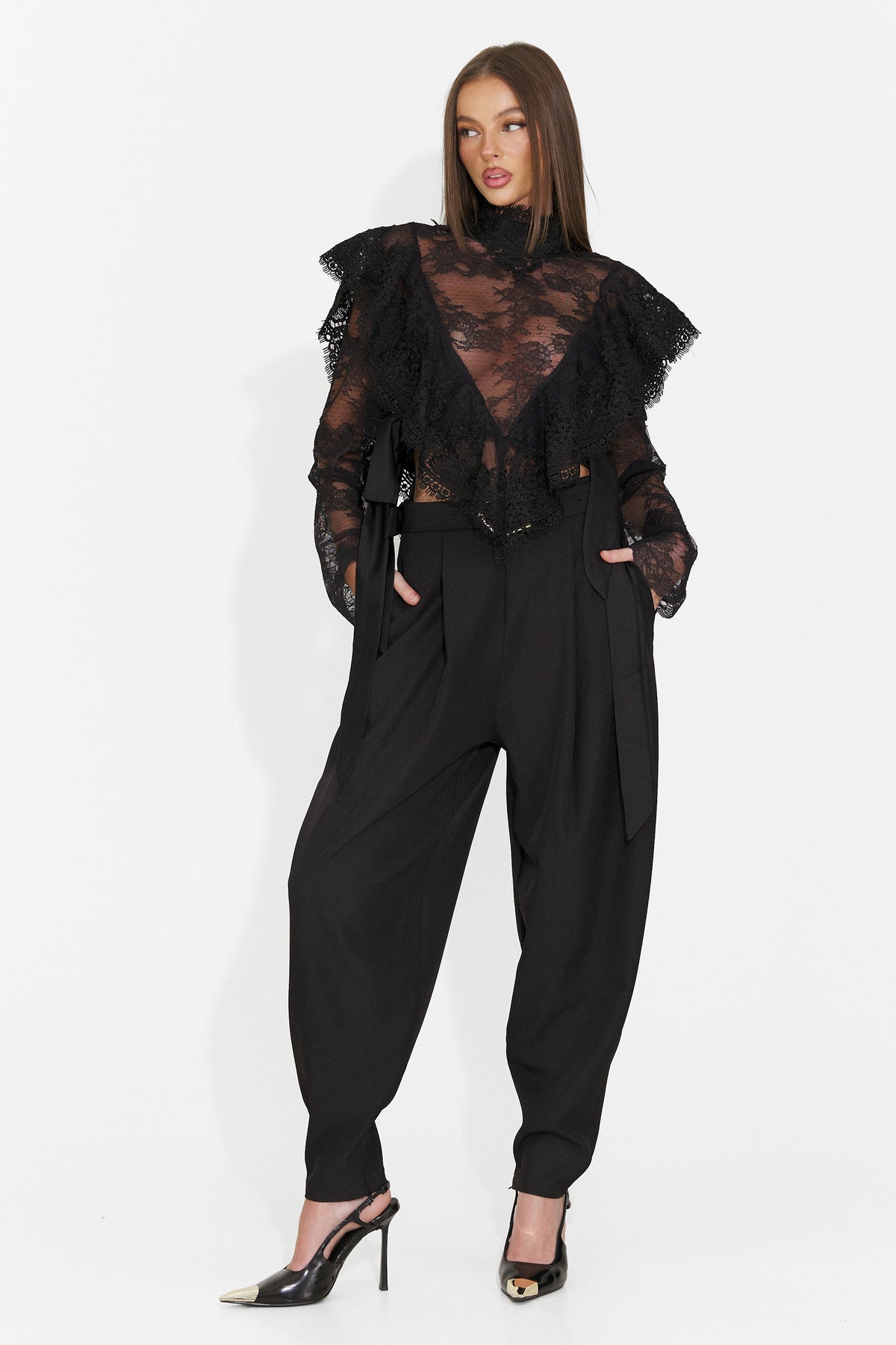 Pantaloni eleganti negri Didola Bogas
