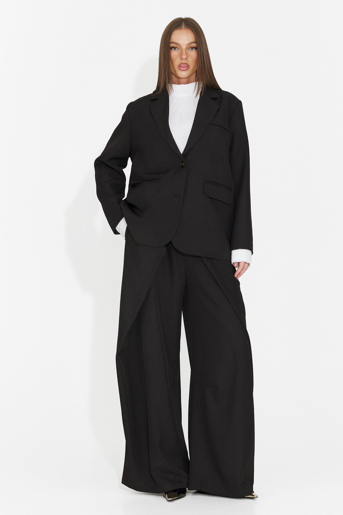 Pantaloni eleganti negri Veliritara Bogas