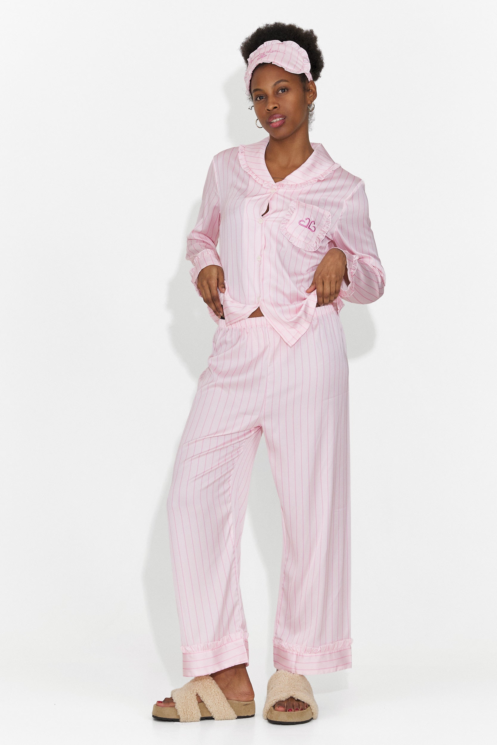 Długie różowe damskie piżamy Stelia Bogas