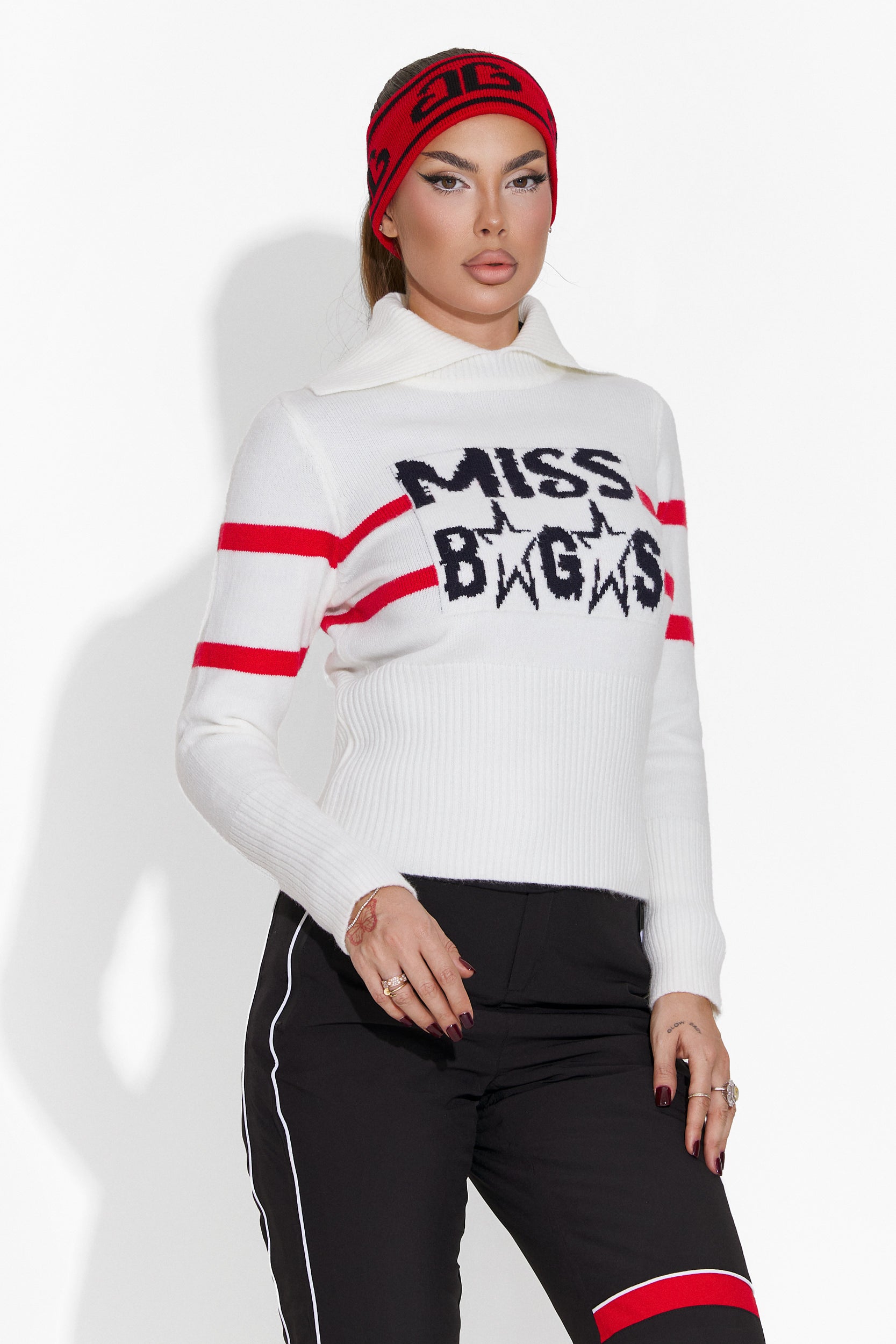 Luźny Biały Sweter Damski Liace Bogas