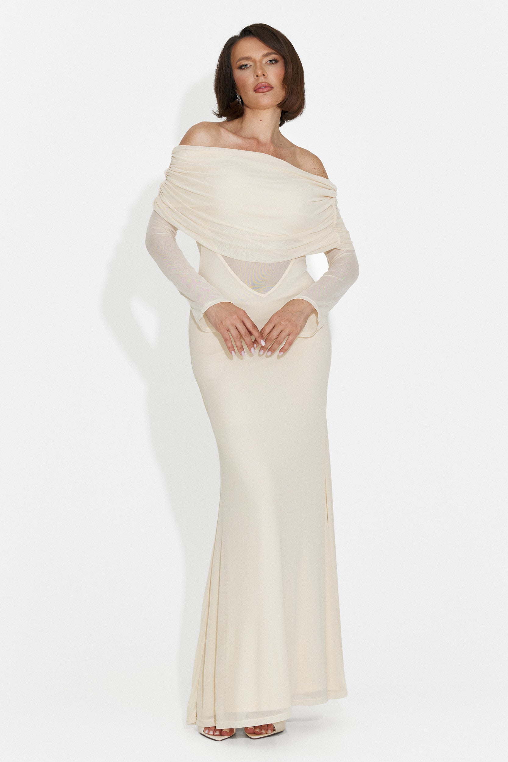 Rochie dama lunga bej Laura Bogas