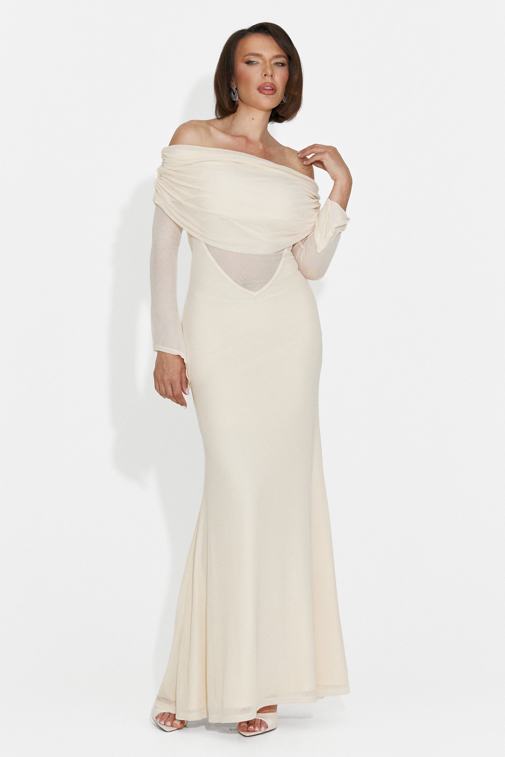 Rochie dama lunga bej Laura Bogas