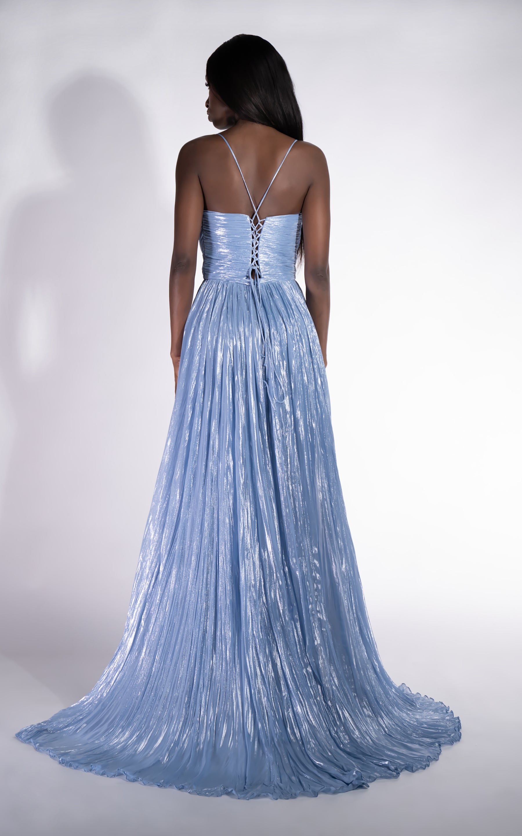 Długa Niebieska Sukienka dla Pań Edyny Bogas