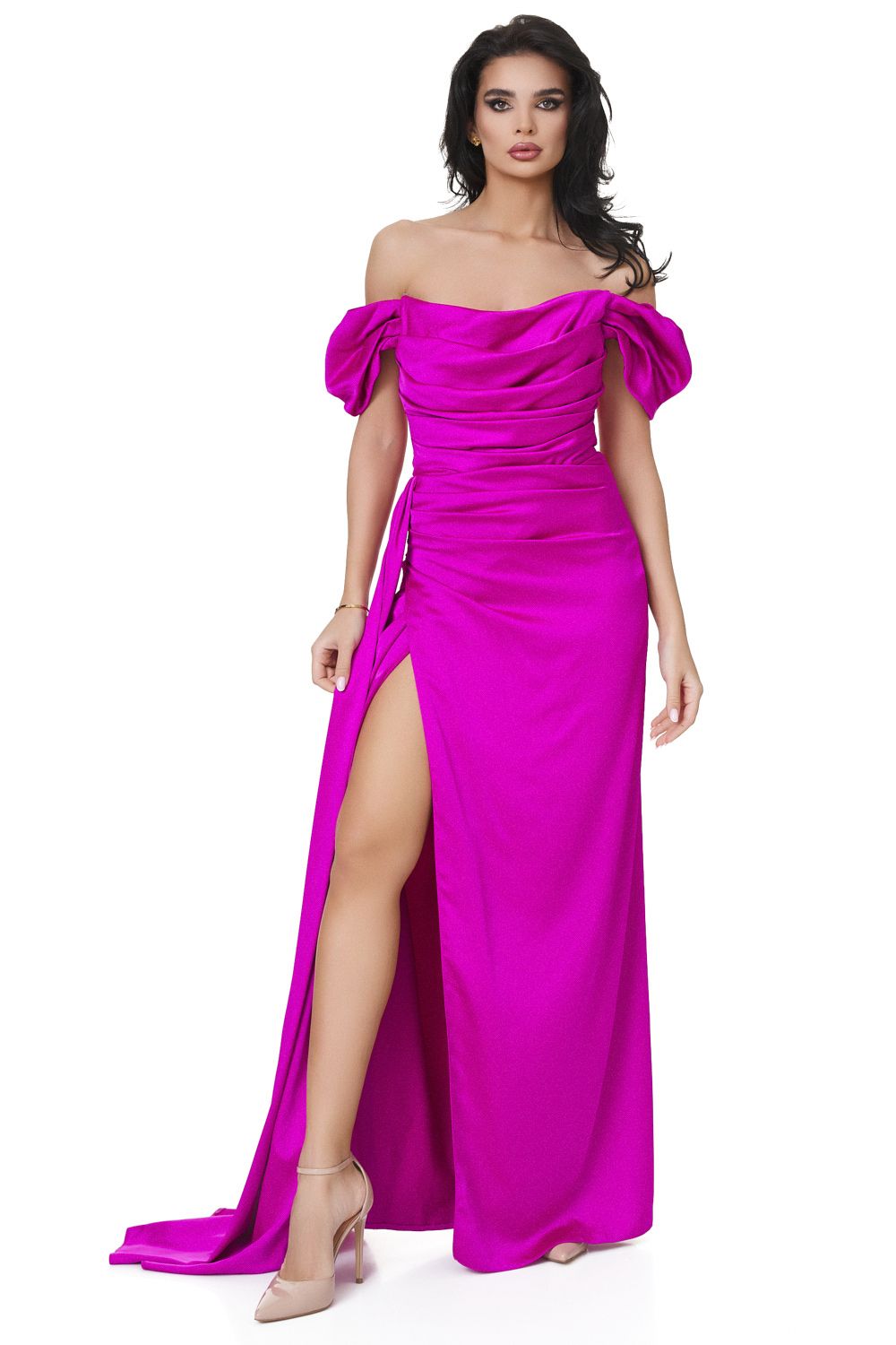 Długa sukienka damska fuksjowa Serminisia Bogas