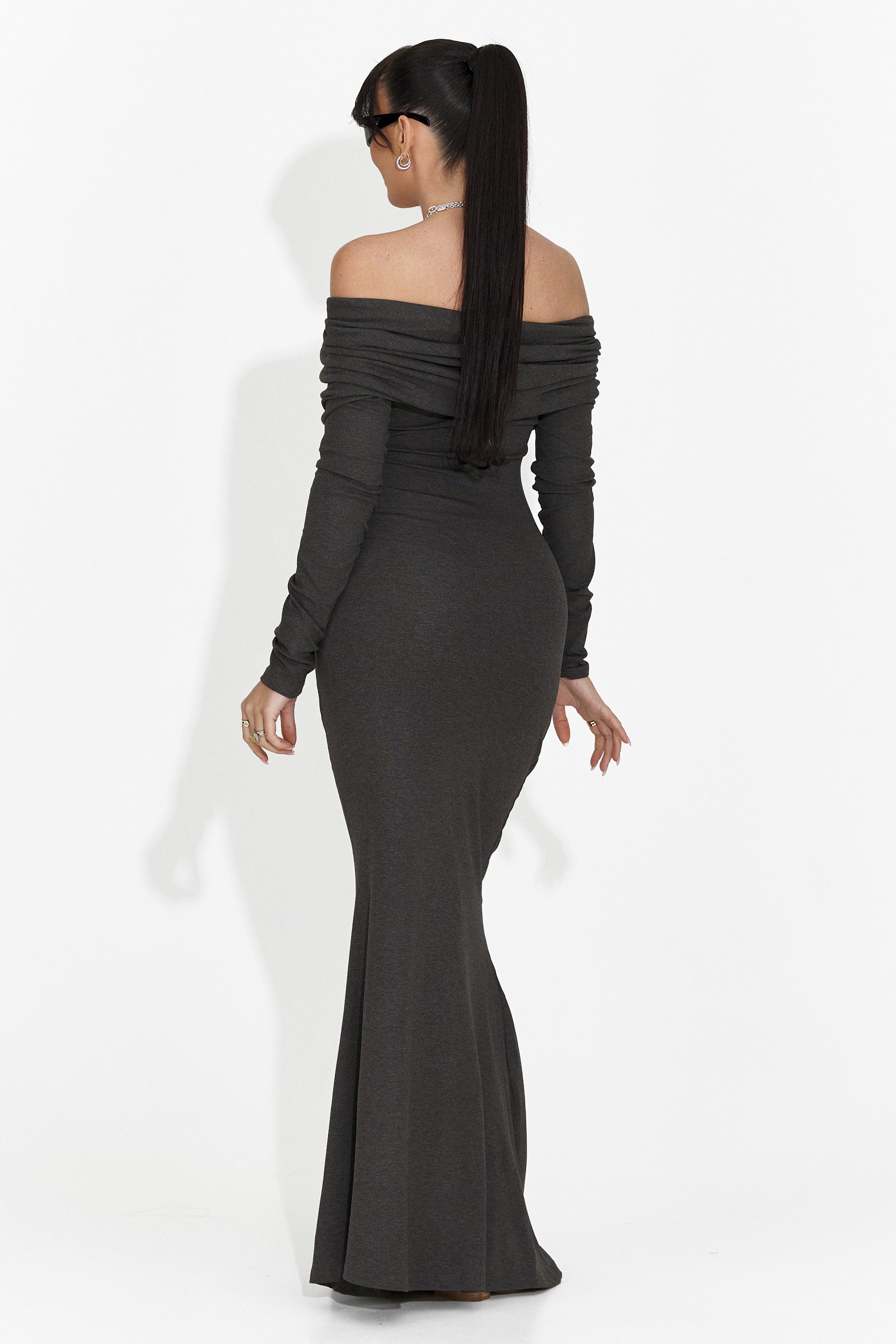 Długa Szara Sukienka Damska Briania Bogas