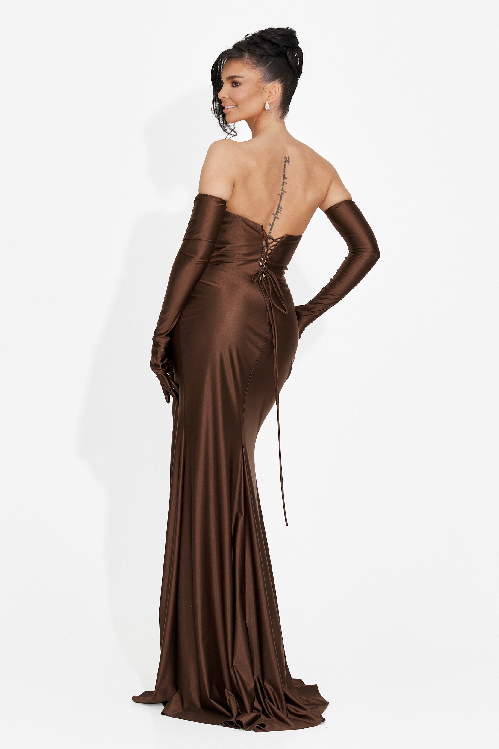 Rochie dama lunga maro Aleksa Bogas