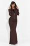 Długa Brązowa Sukienka Damska Briania Bogas