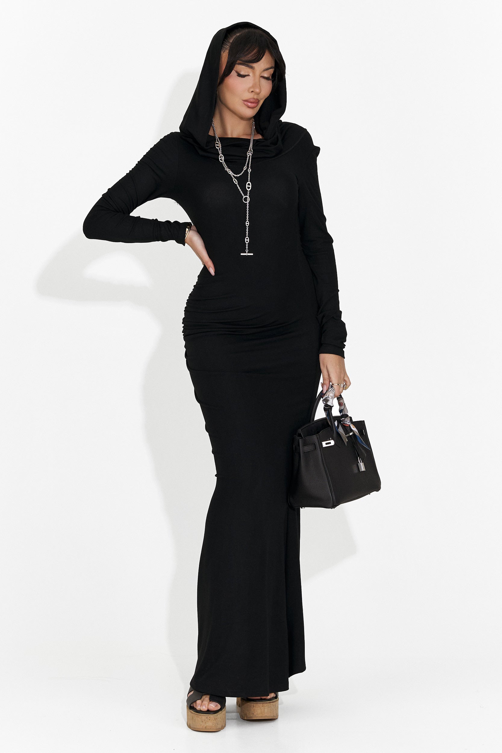 Długa Czarna Sukienka dla Kobiet Briania Bogas