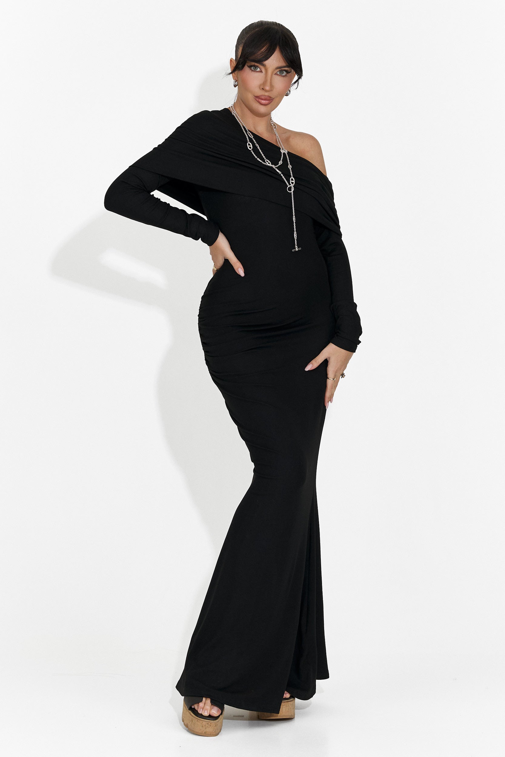 Długa Czarna Sukienka dla Kobiet Briania Bogas