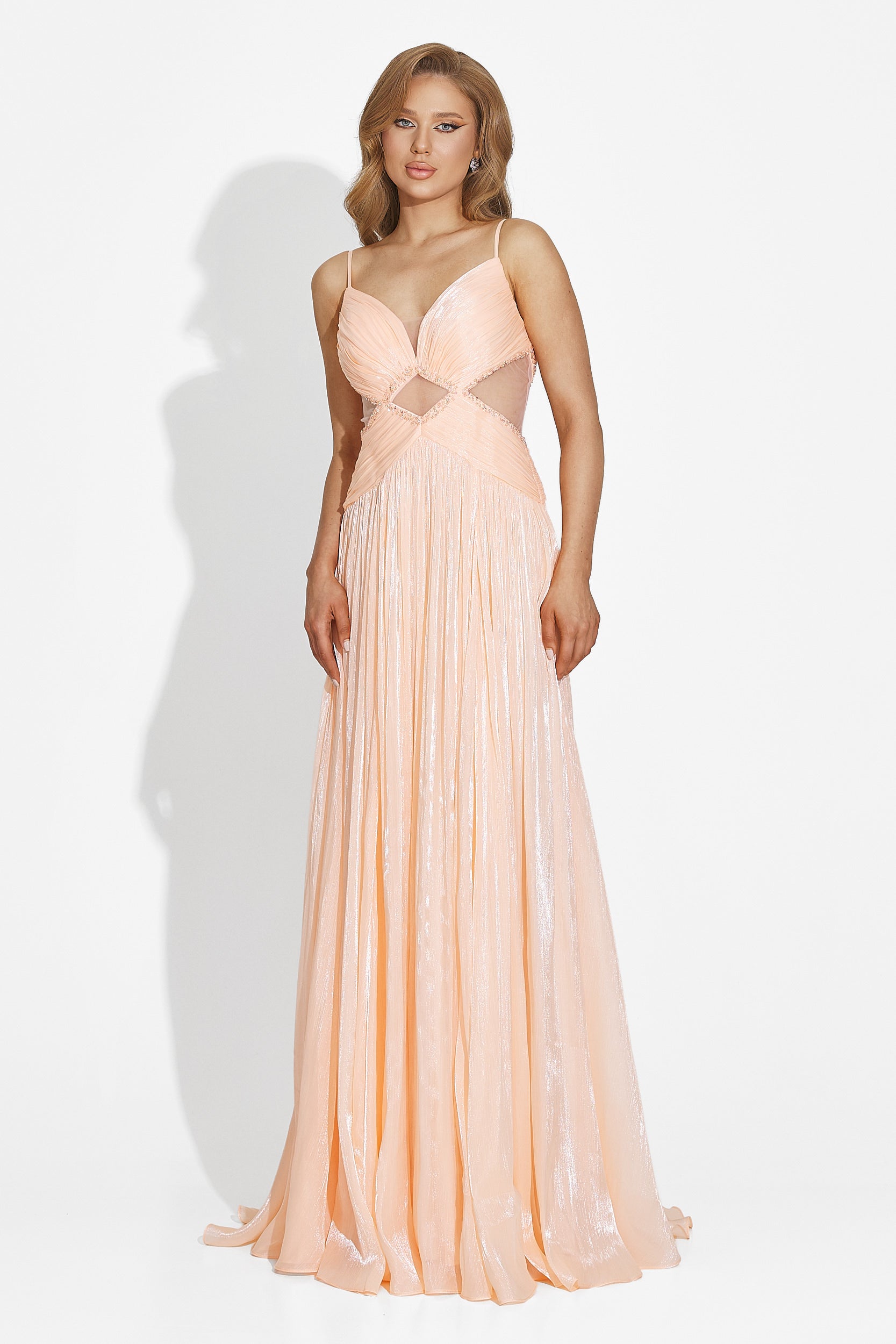 Sukienka damska długa brzoskwiniowa Latisha Bogas