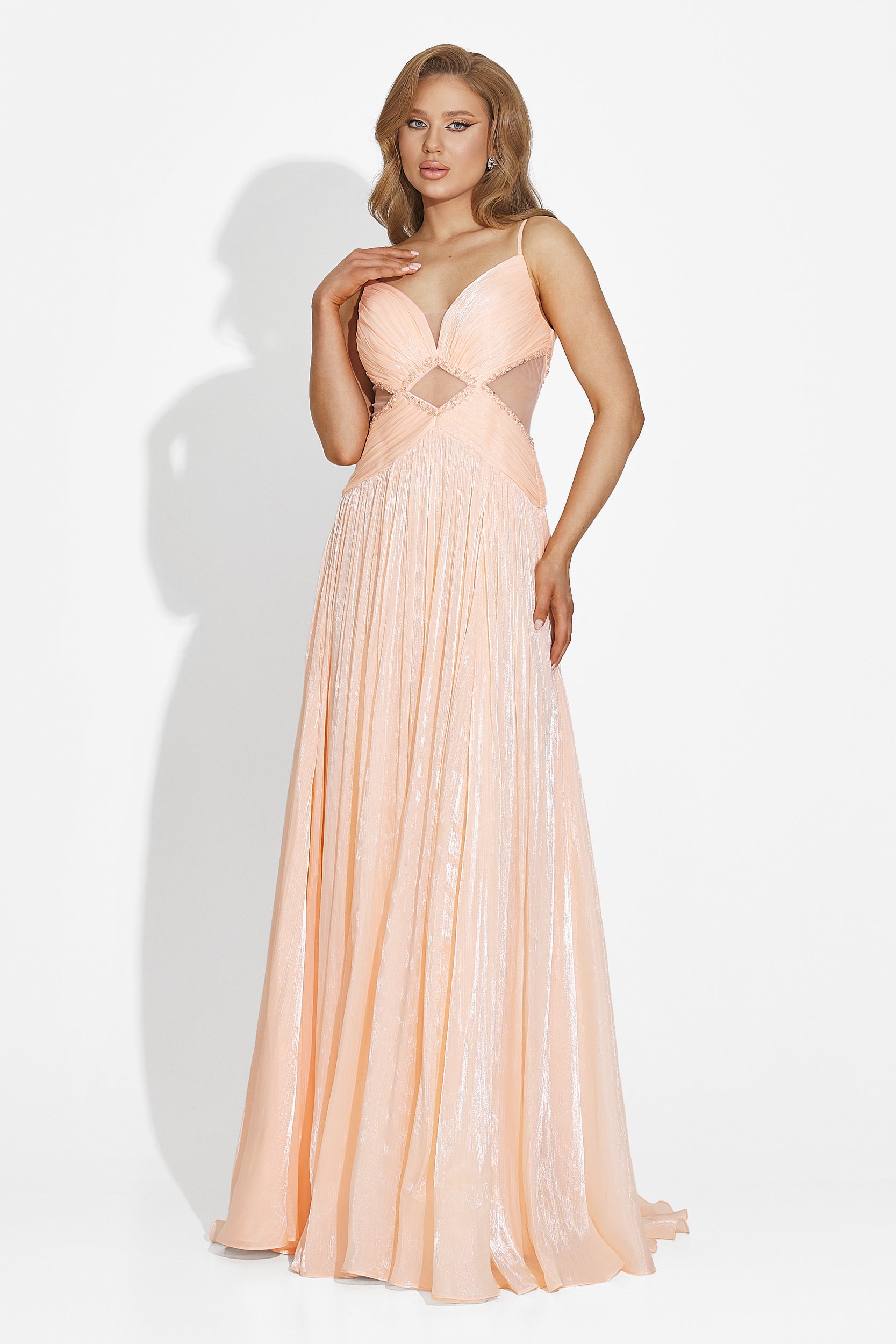 Sukienka damska długa brzoskwiniowa Latisha Bogas