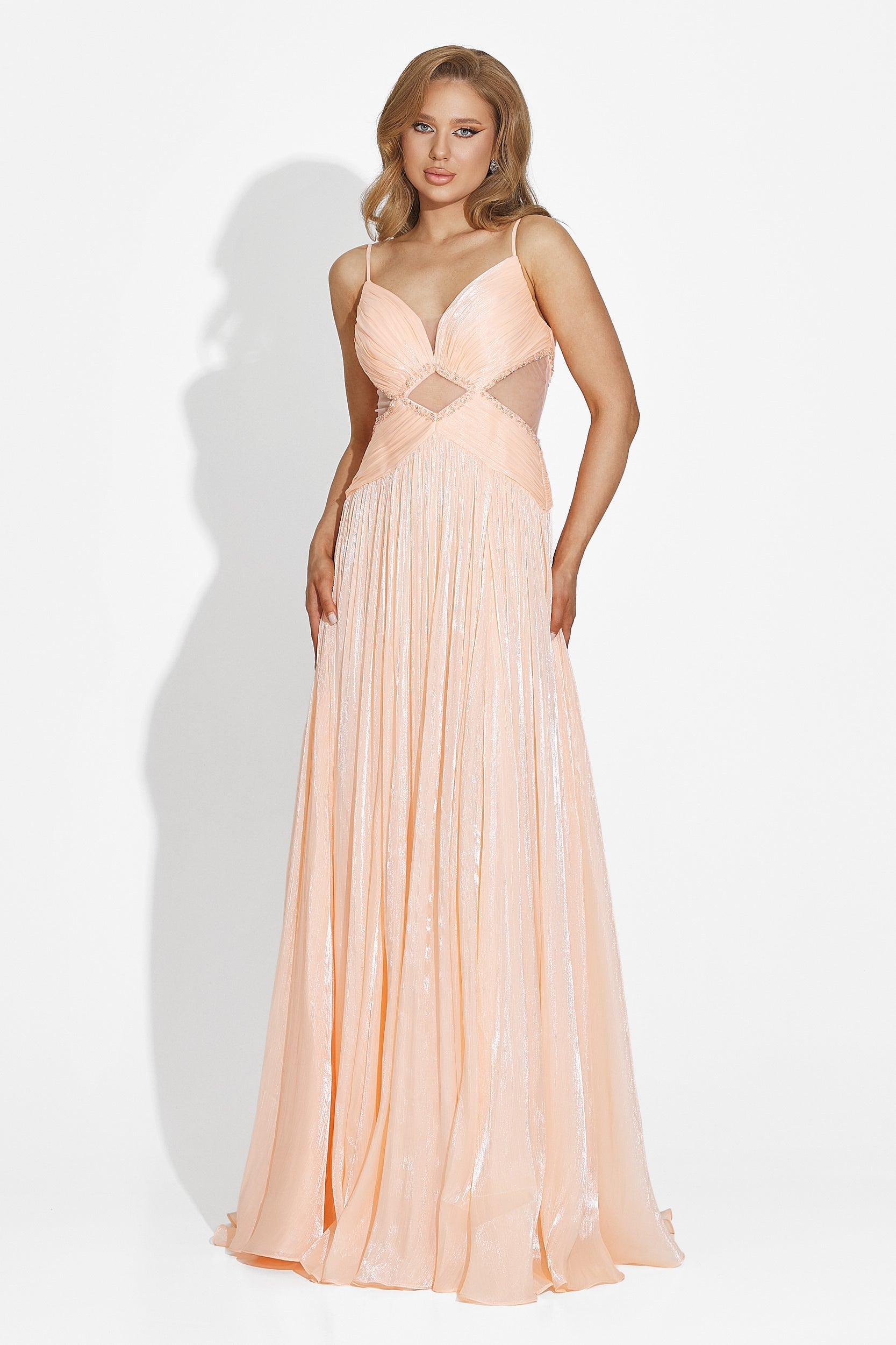 Sukienka damska długa brzoskwiniowa Latisha Bogas