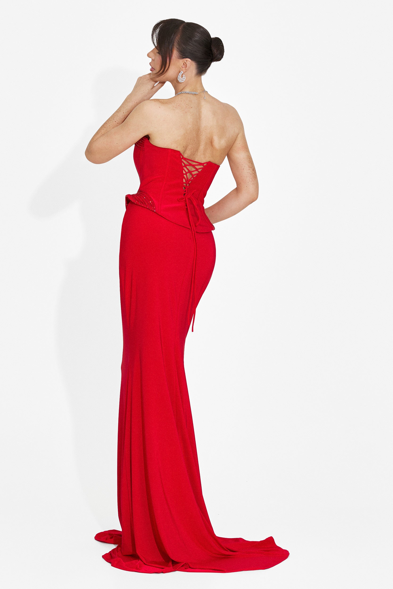 Rochie dama lunga rosie Caylei Bogas