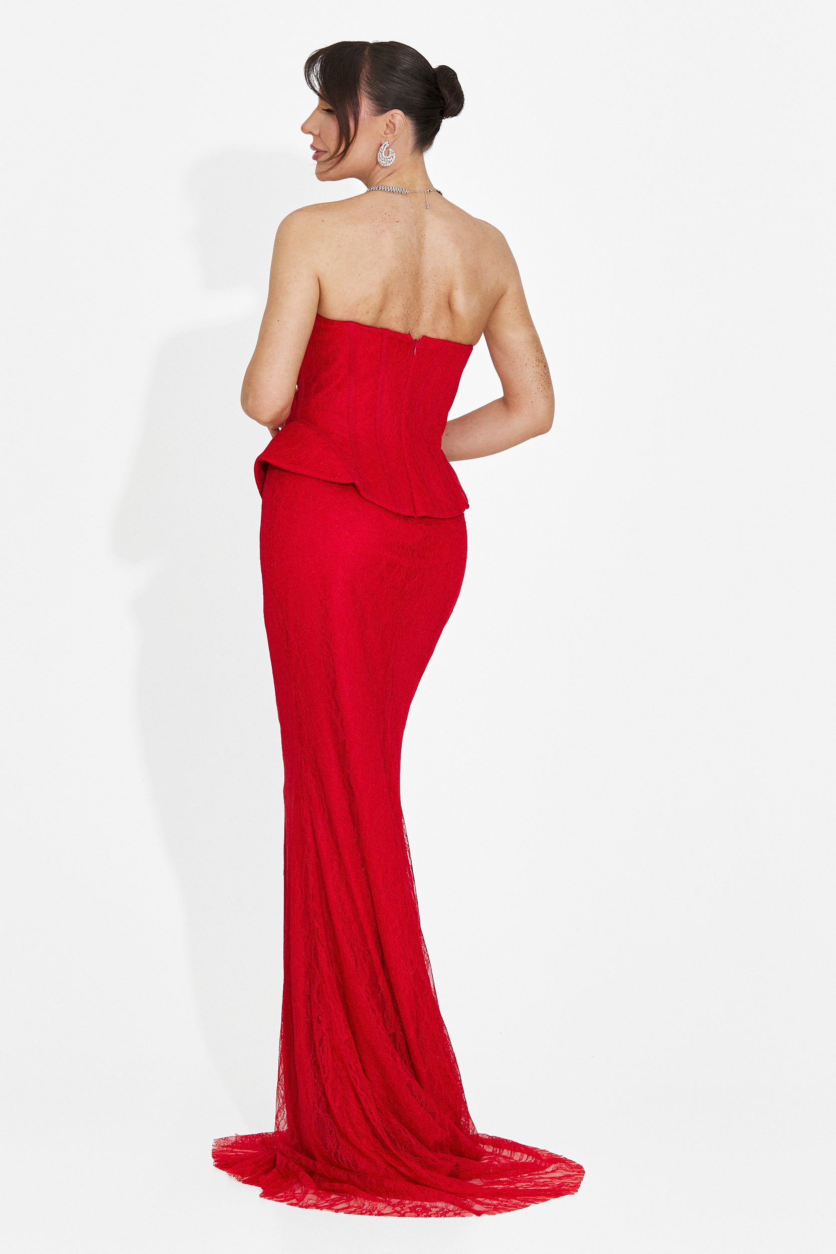 Rochie dama lunga rosie Nabashia Bogas