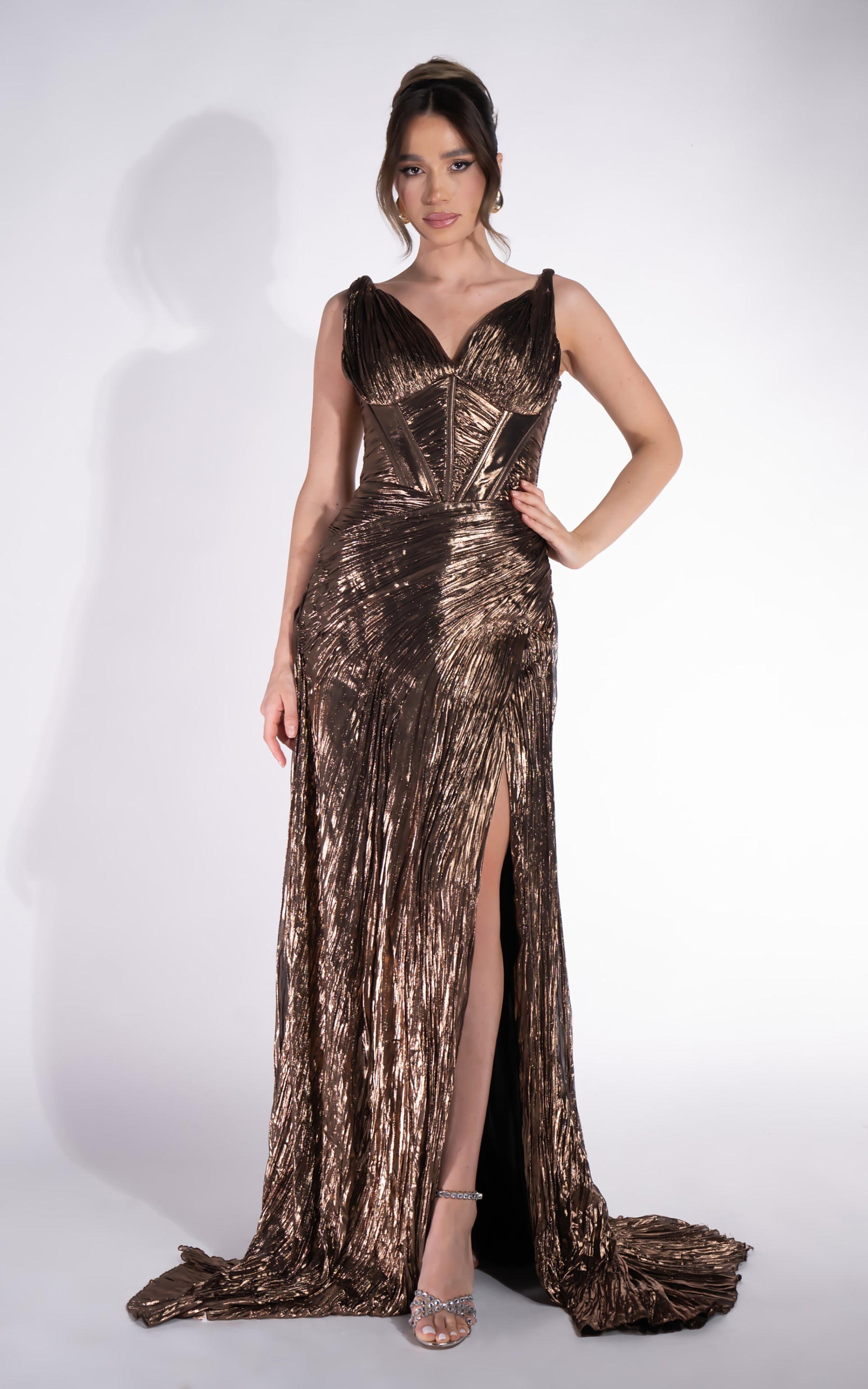 Długa brązowa sukienka damska Fredrisa Bogas