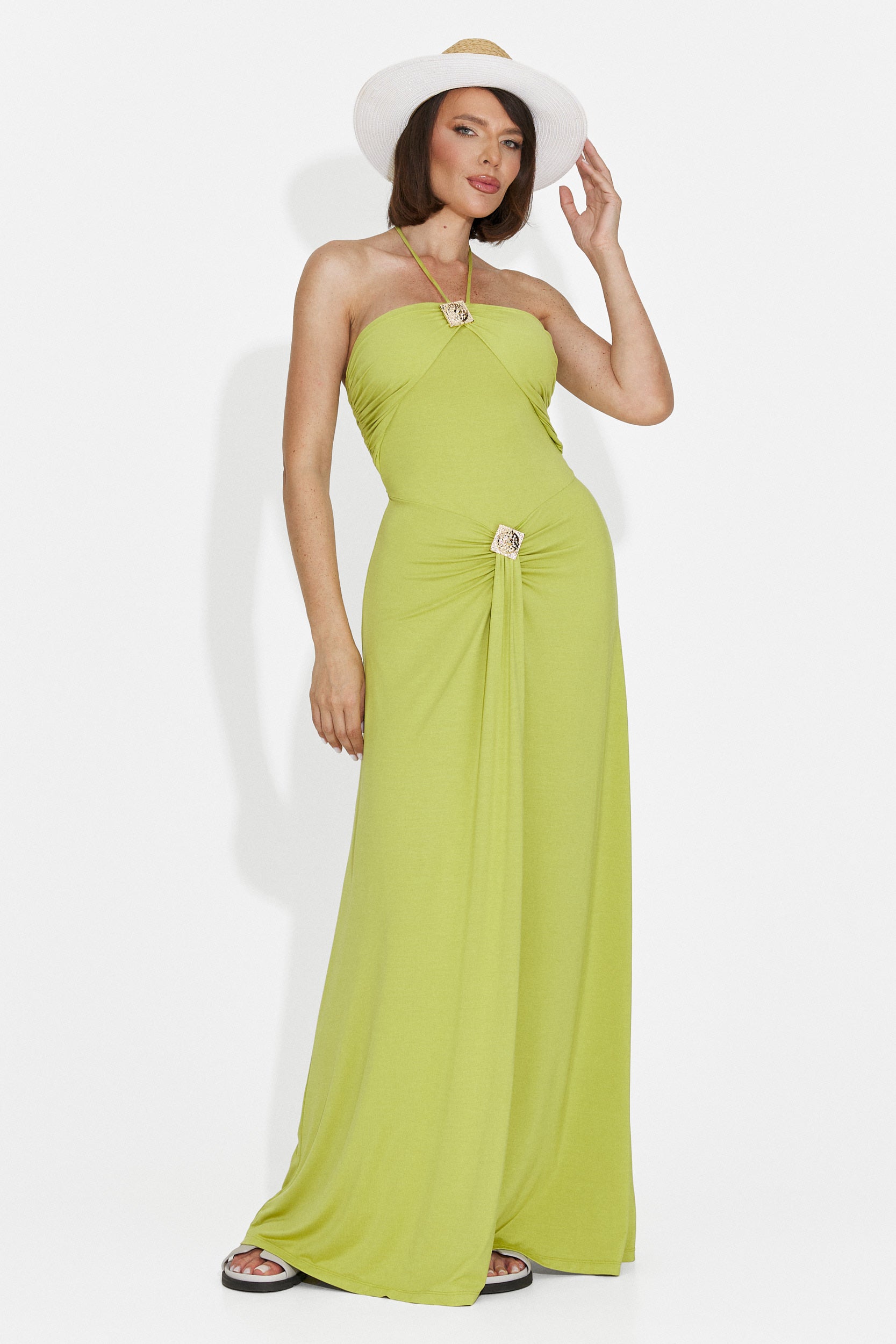 Rochie dama lunga verde Helene Bogas