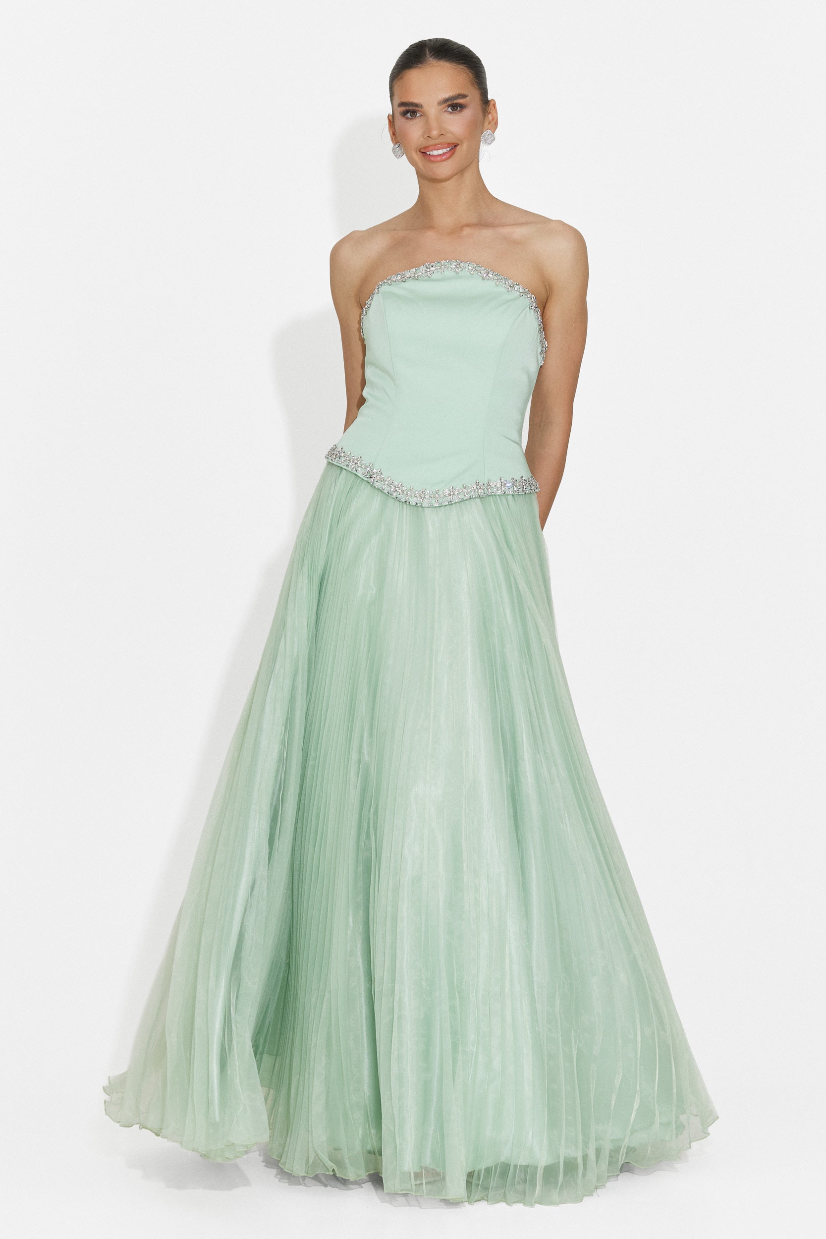 Rochie dama lunga verde mint Brunhilde Bogas