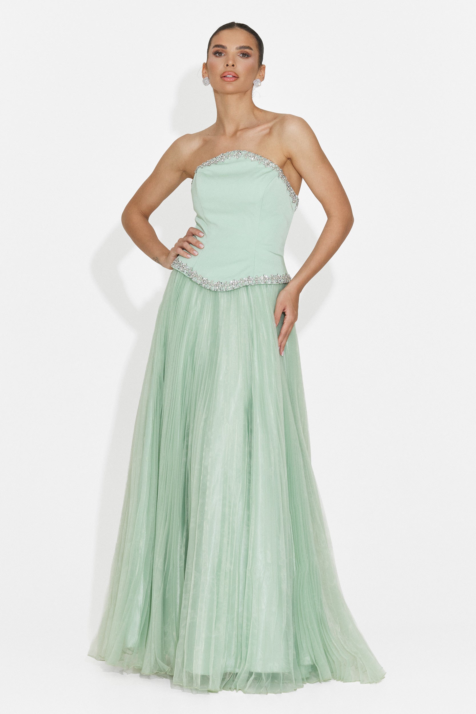 Rochie dama lunga verde mint Brunhilde Bogas