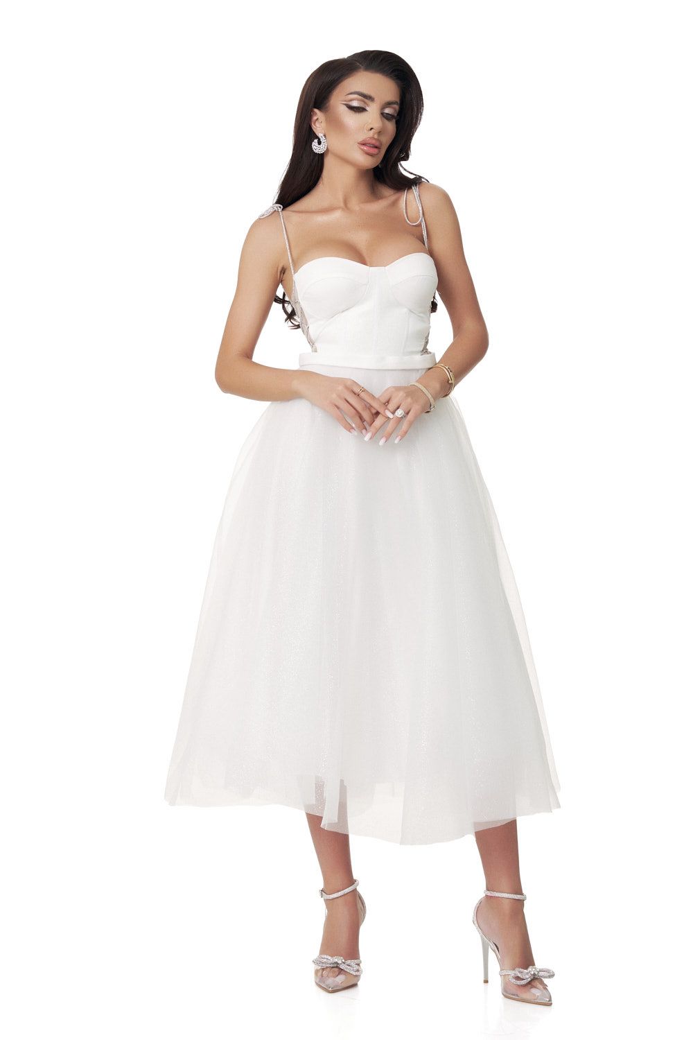 Sukienka damska średnia biała Yuriko Bogas