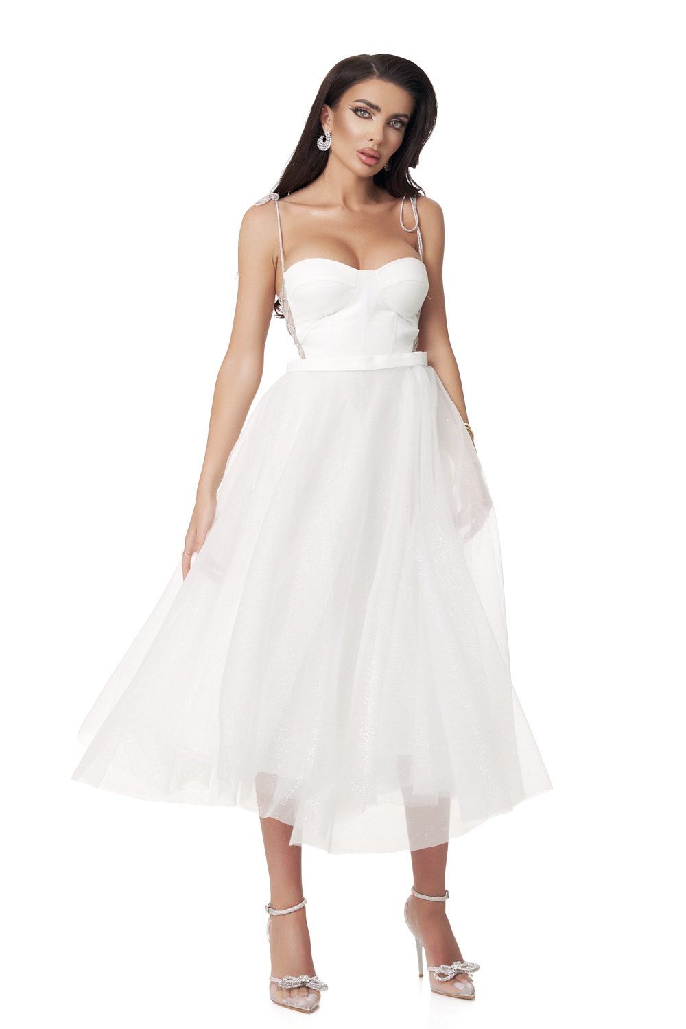 Sukienka damska średnia biała Yuriko Bogas