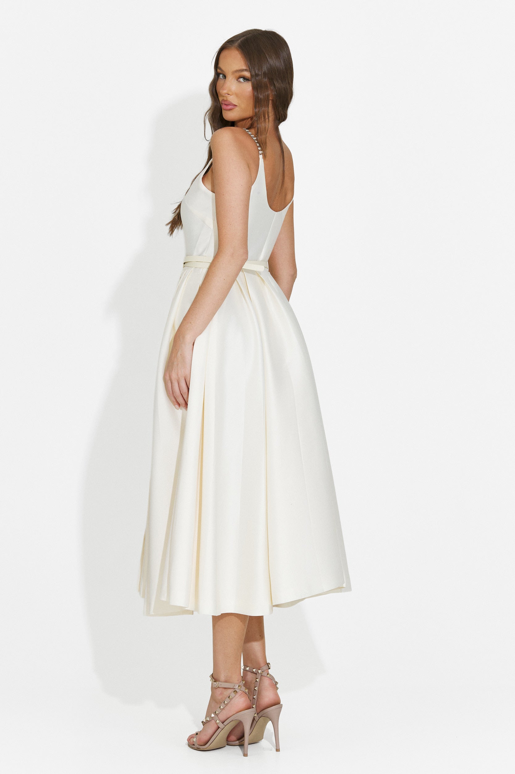 Damska sukienka midi beżowa Florinela Bogas
