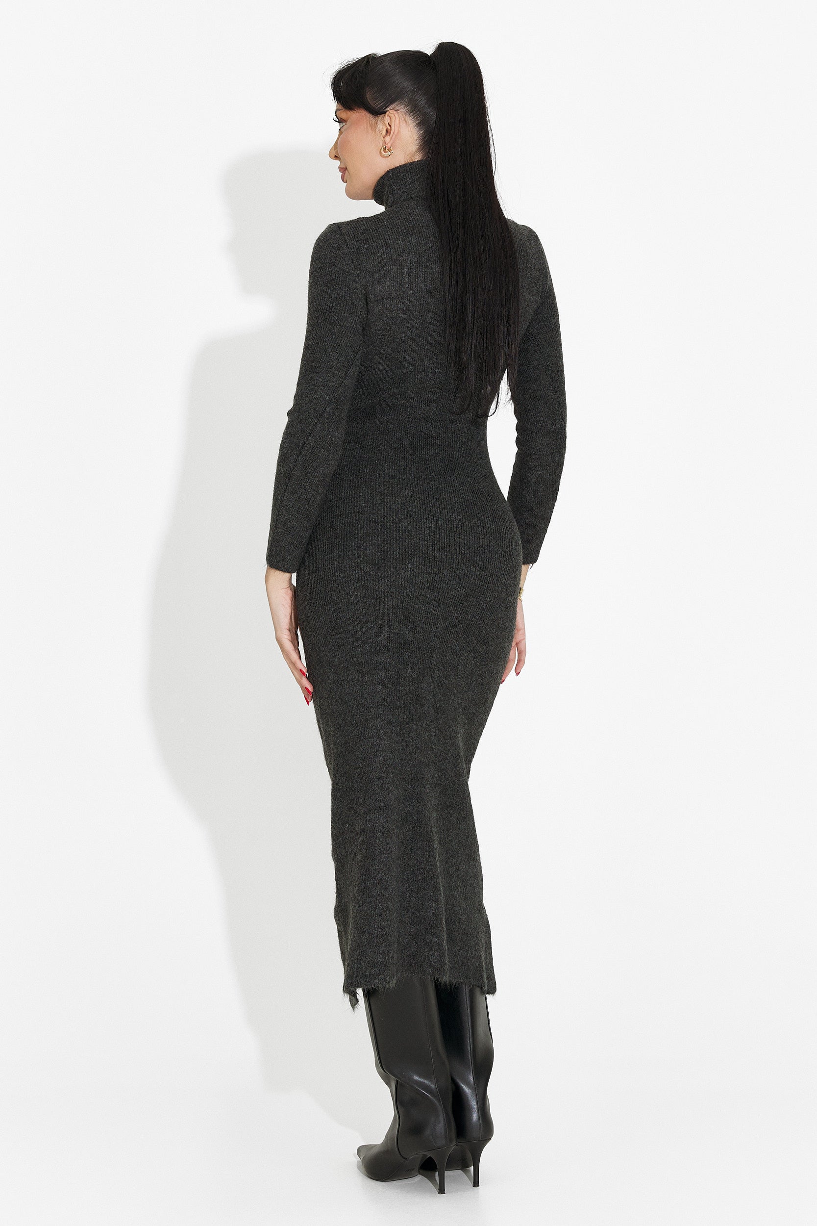 Szara Sukienka Midi Patrisia Bogas dla Kobiet