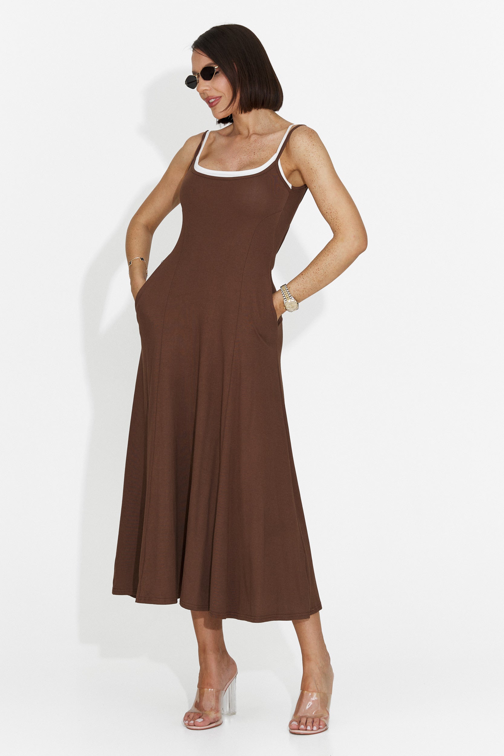 Rochie dama midi maro Anuria Bogas