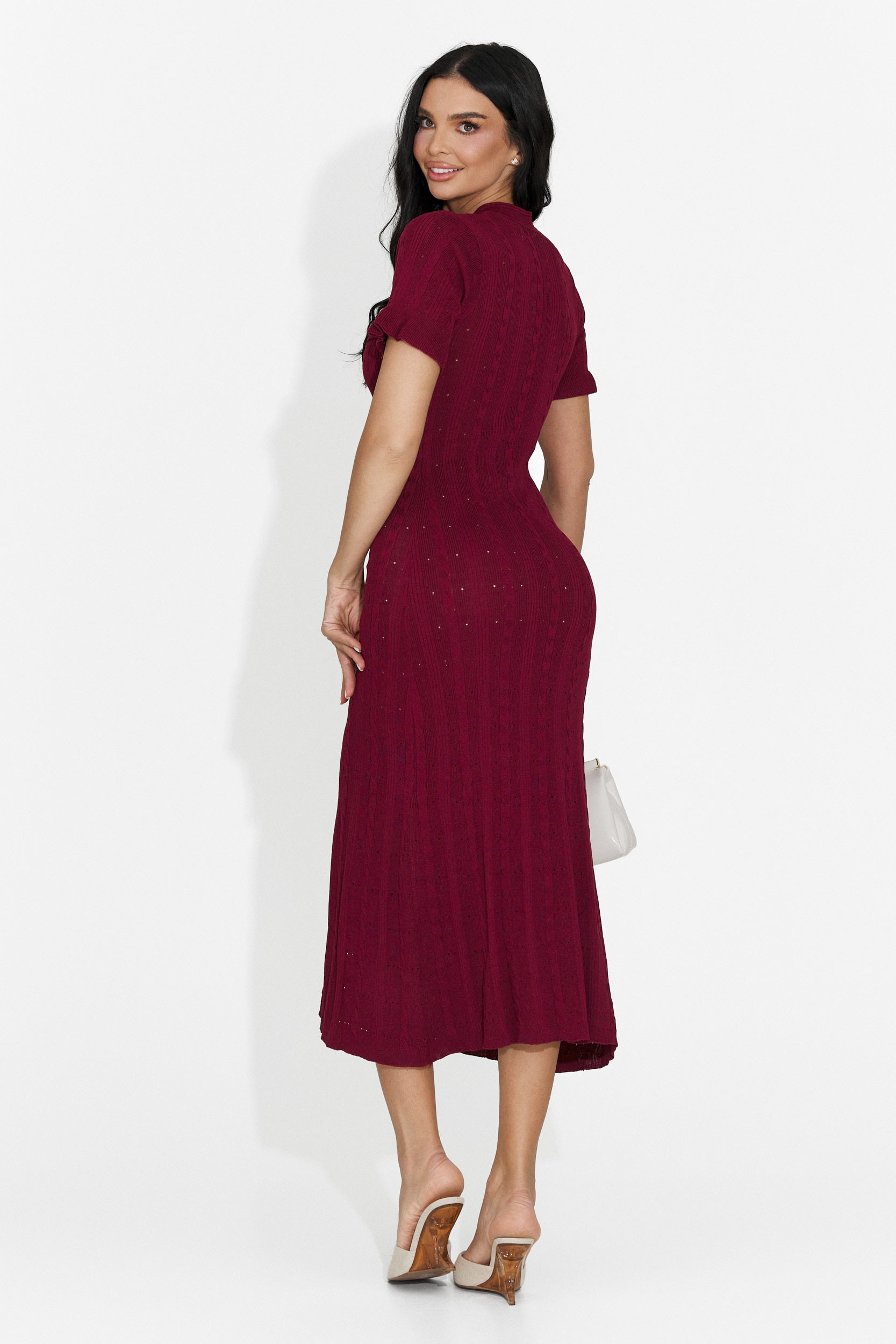 Rochie dama scurta burgundy Verioma Bogas