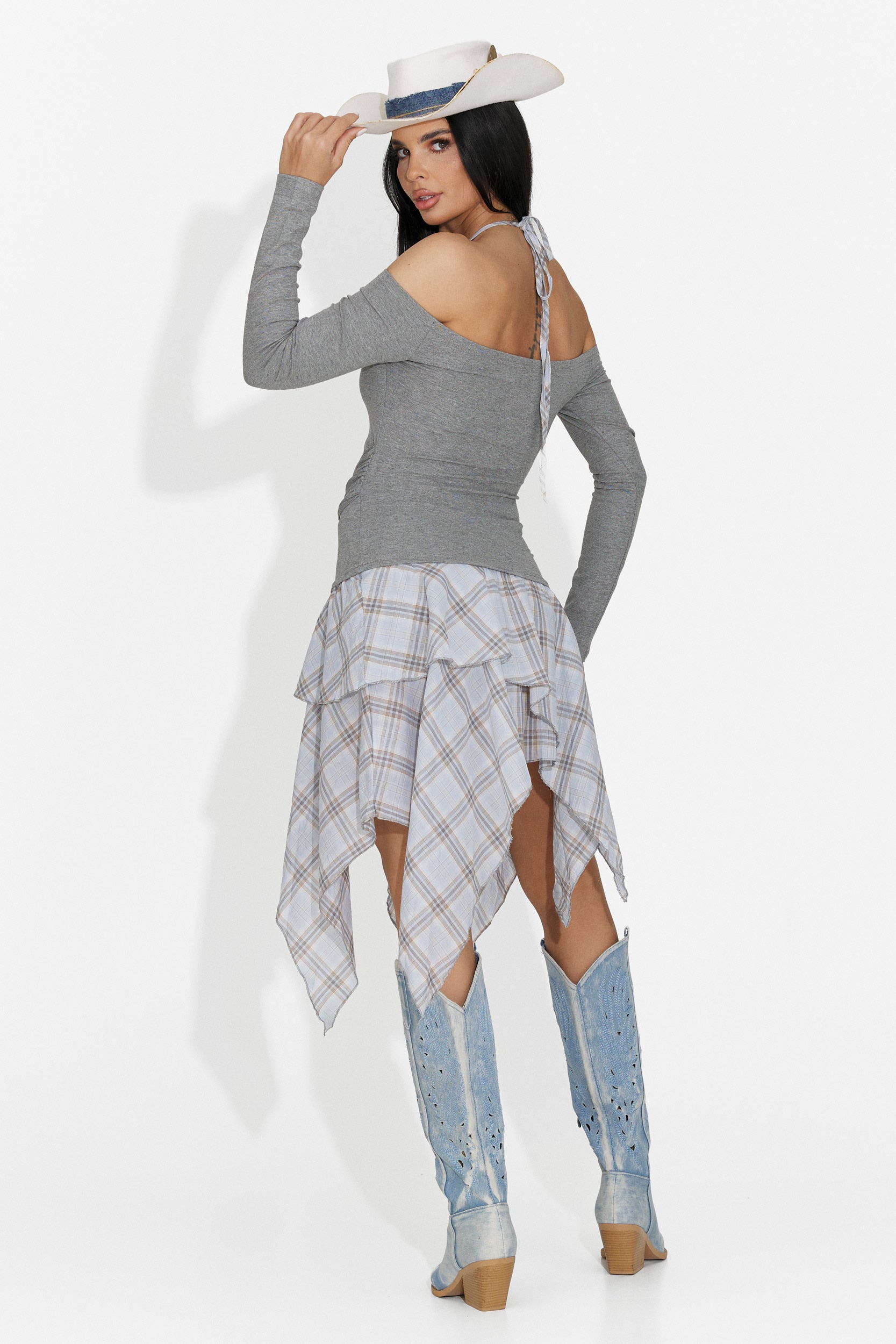Rochie dama scurta gri Heliana Bogas