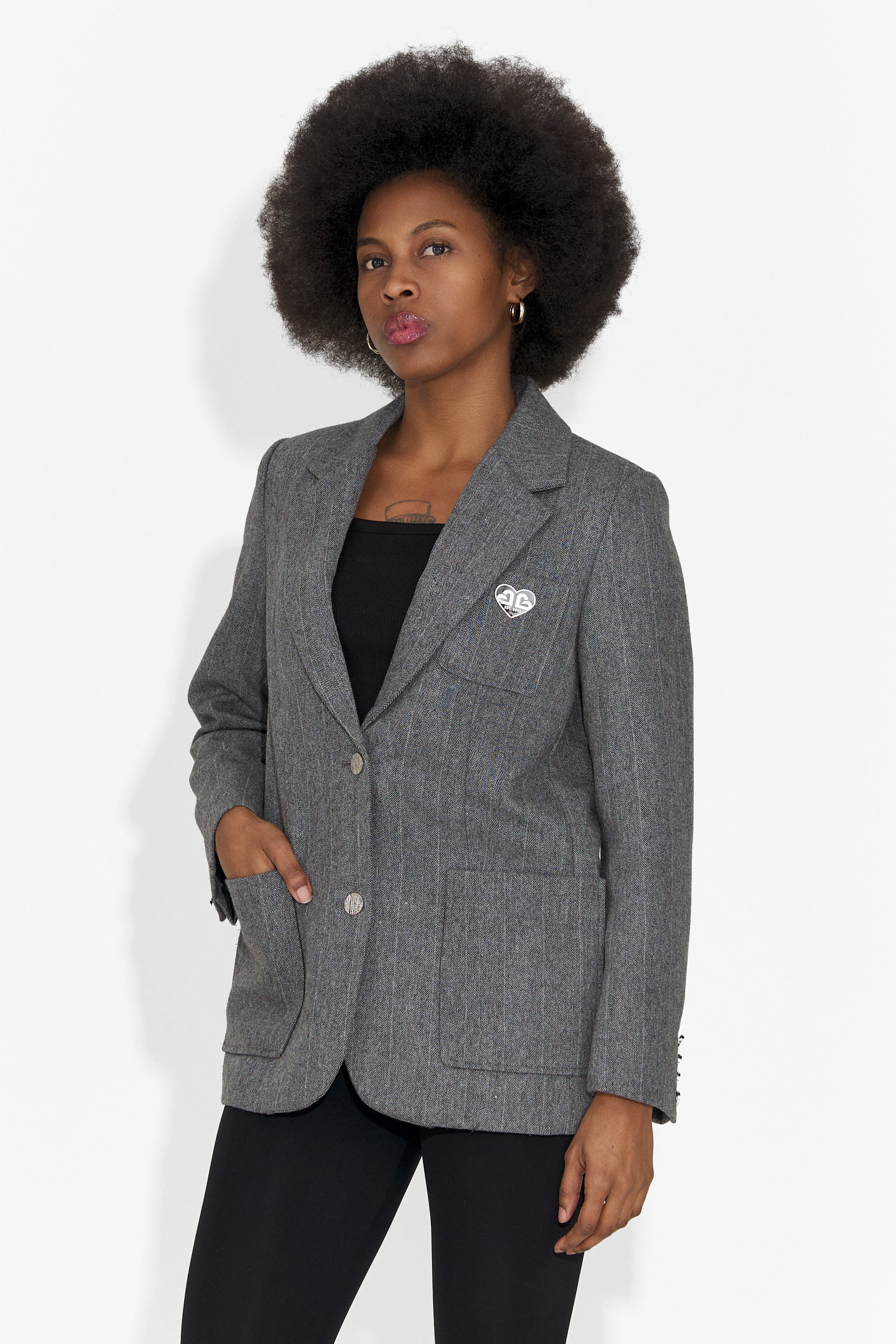 Elegancka szara wełniana kurtka Andela Bogas