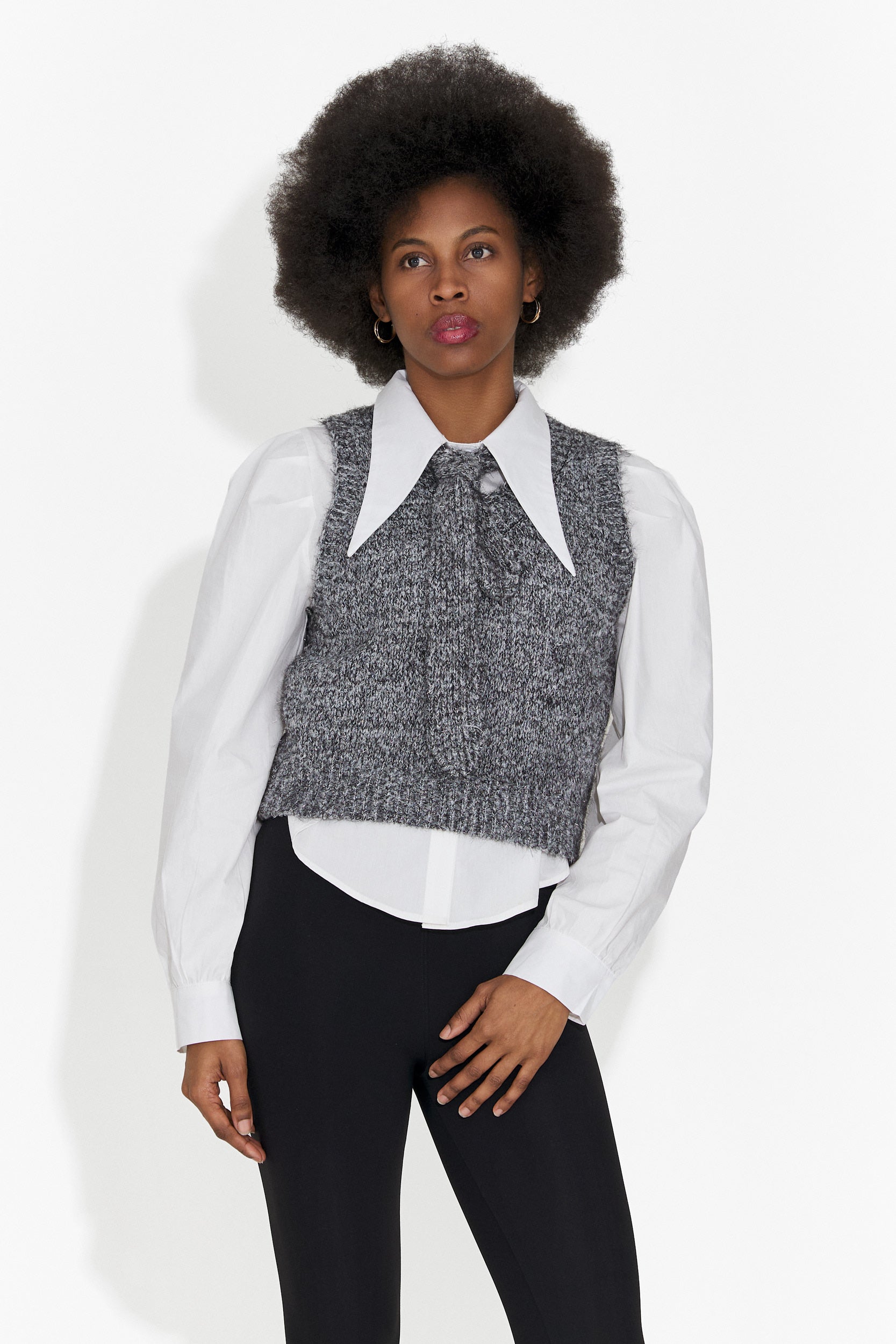 Zestaw 3 części koszula + kamizelka + szara krawat Izaura Bogas