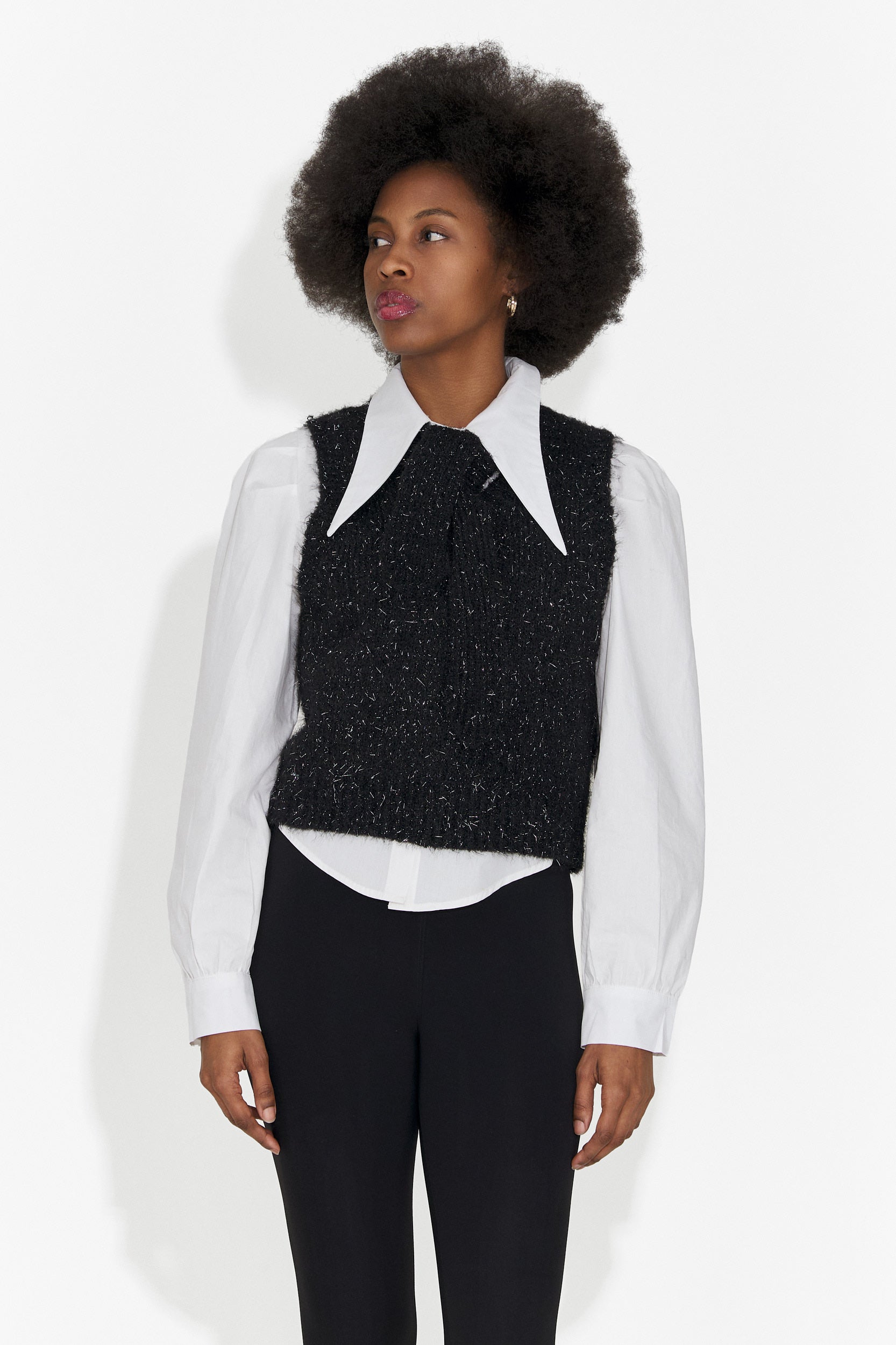 Komplet 3 części koszula + kamizelka + czarny krawat Izaura Bog