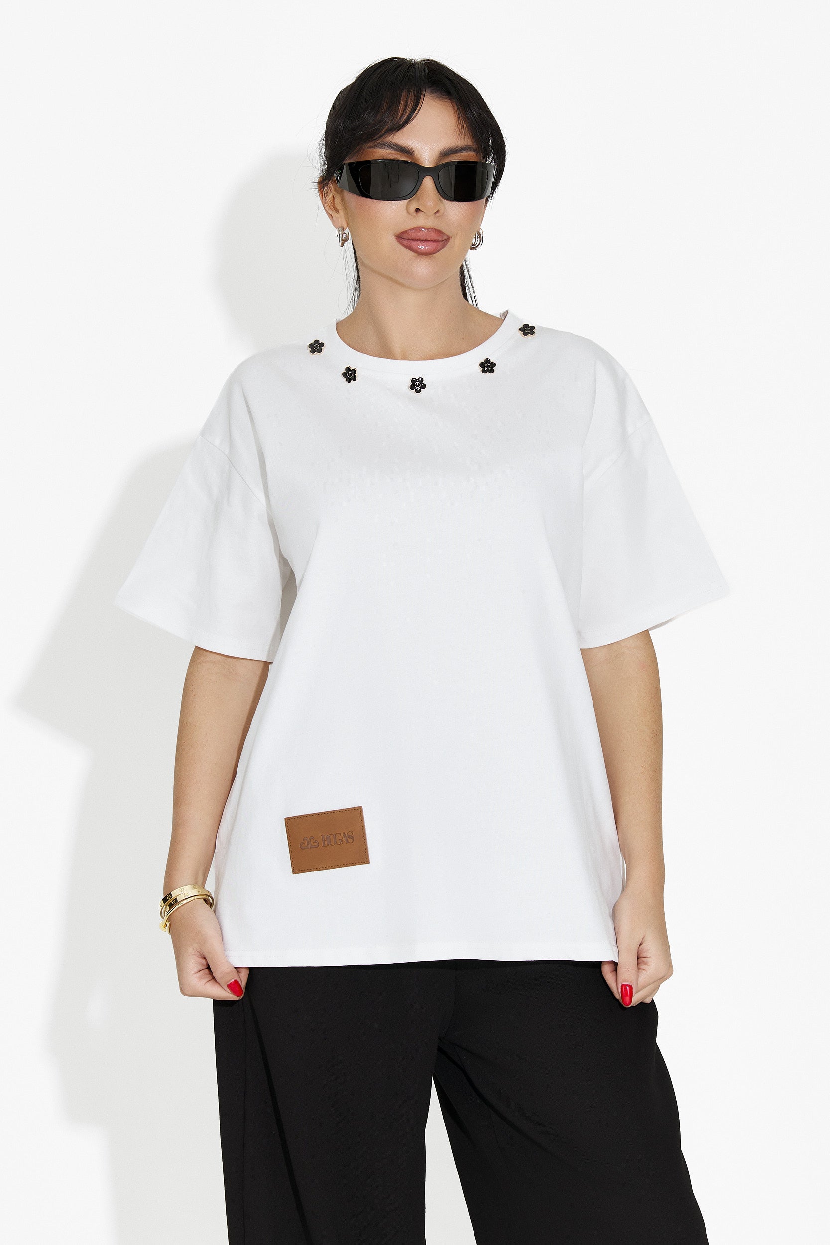 Biały casualowy T-shirt damski Arilea Bogas
