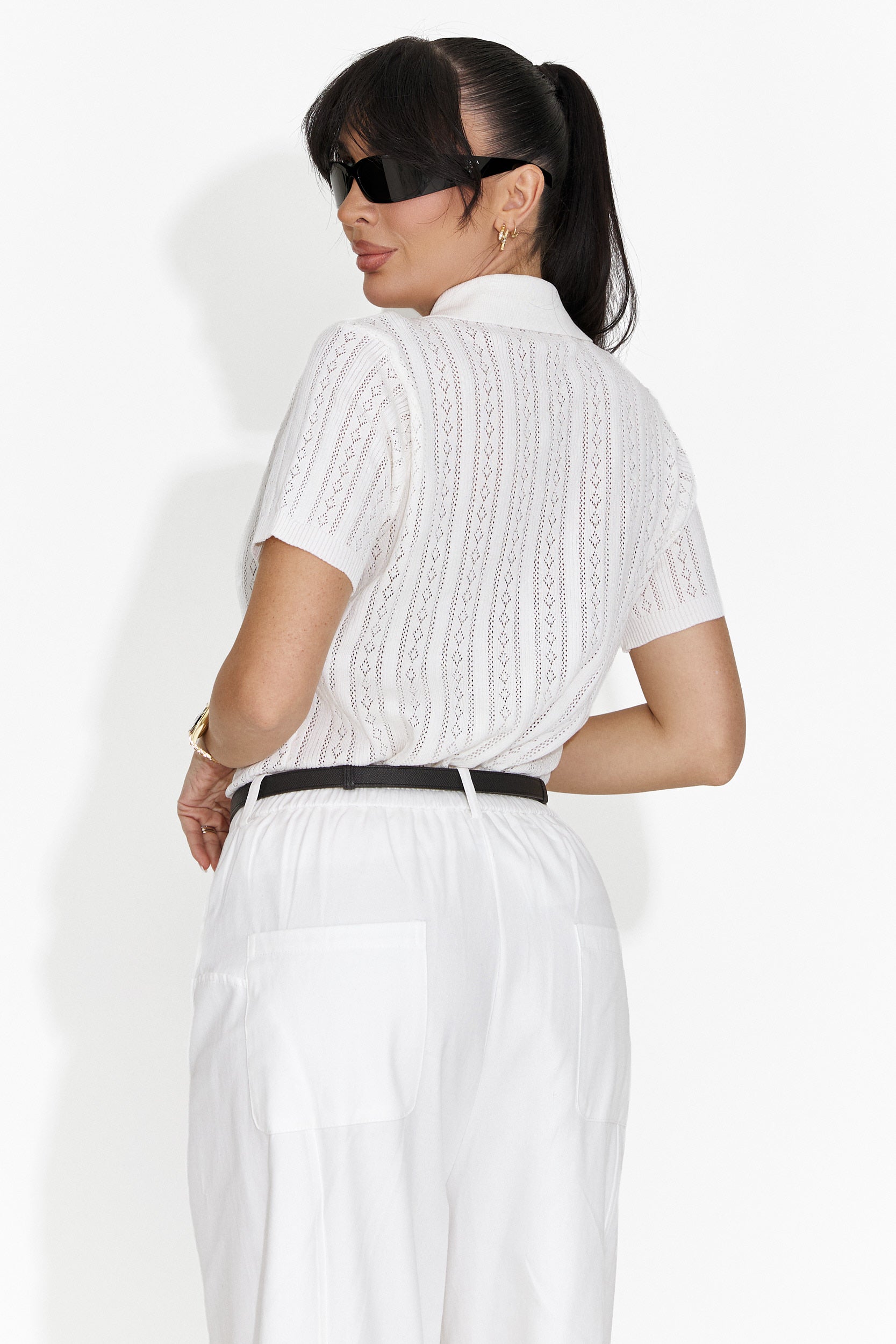 Nerida Bogas Casual Biała Damska Koszulka T-shirt