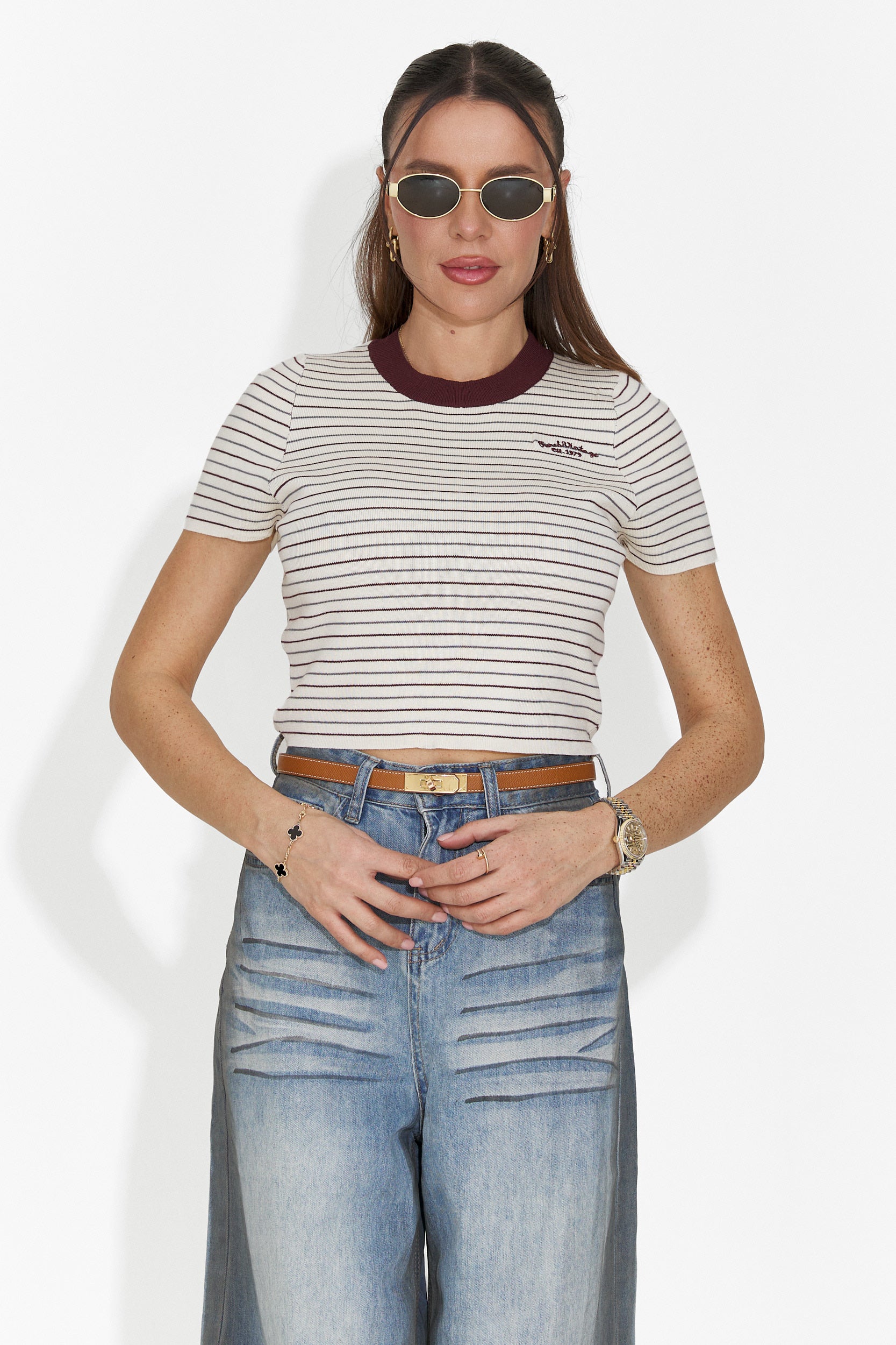 Sweter dla pań w kolorze beżowym Hainie Bogas