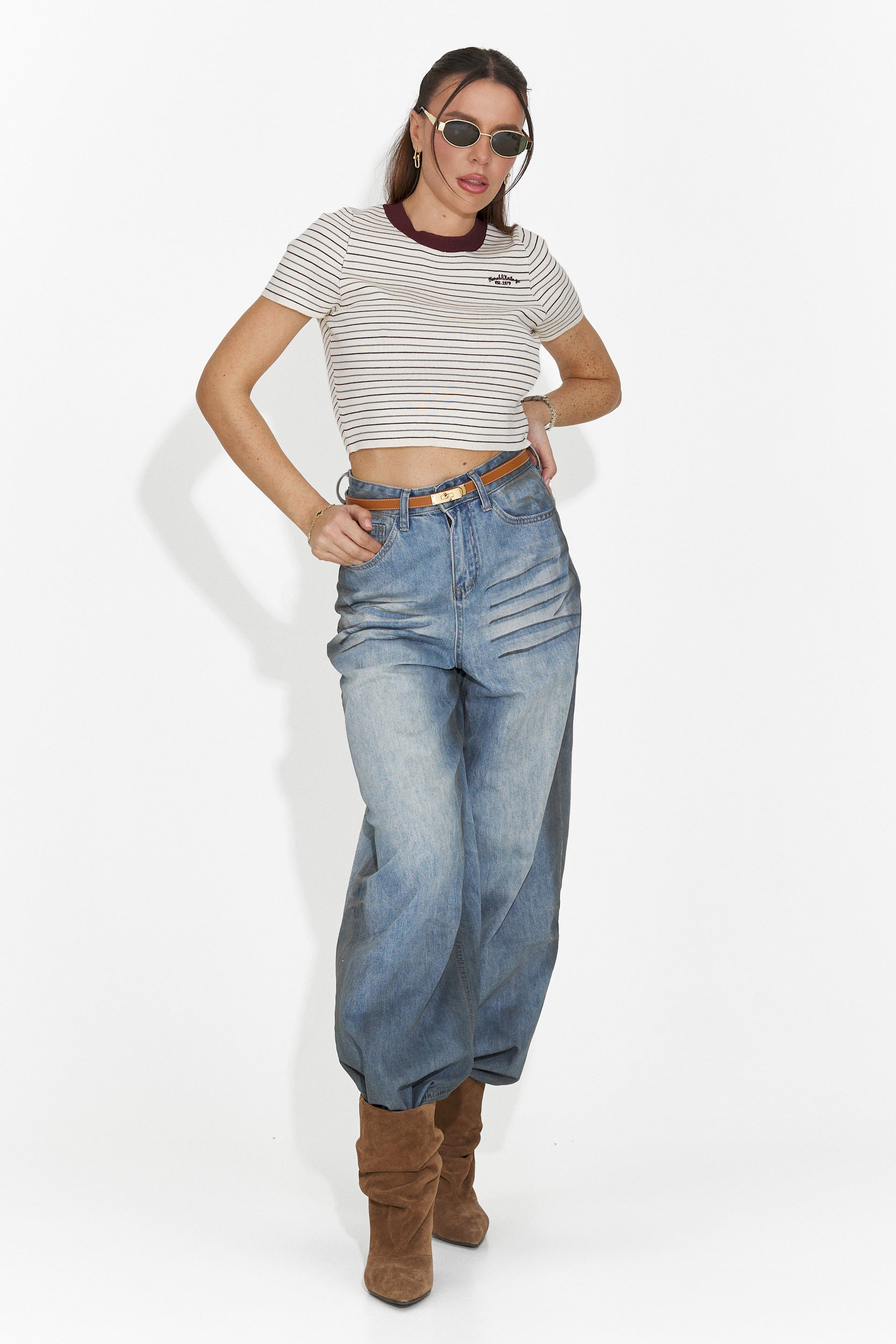 Sweter dla pań w kolorze beżowym Hainie Bogas