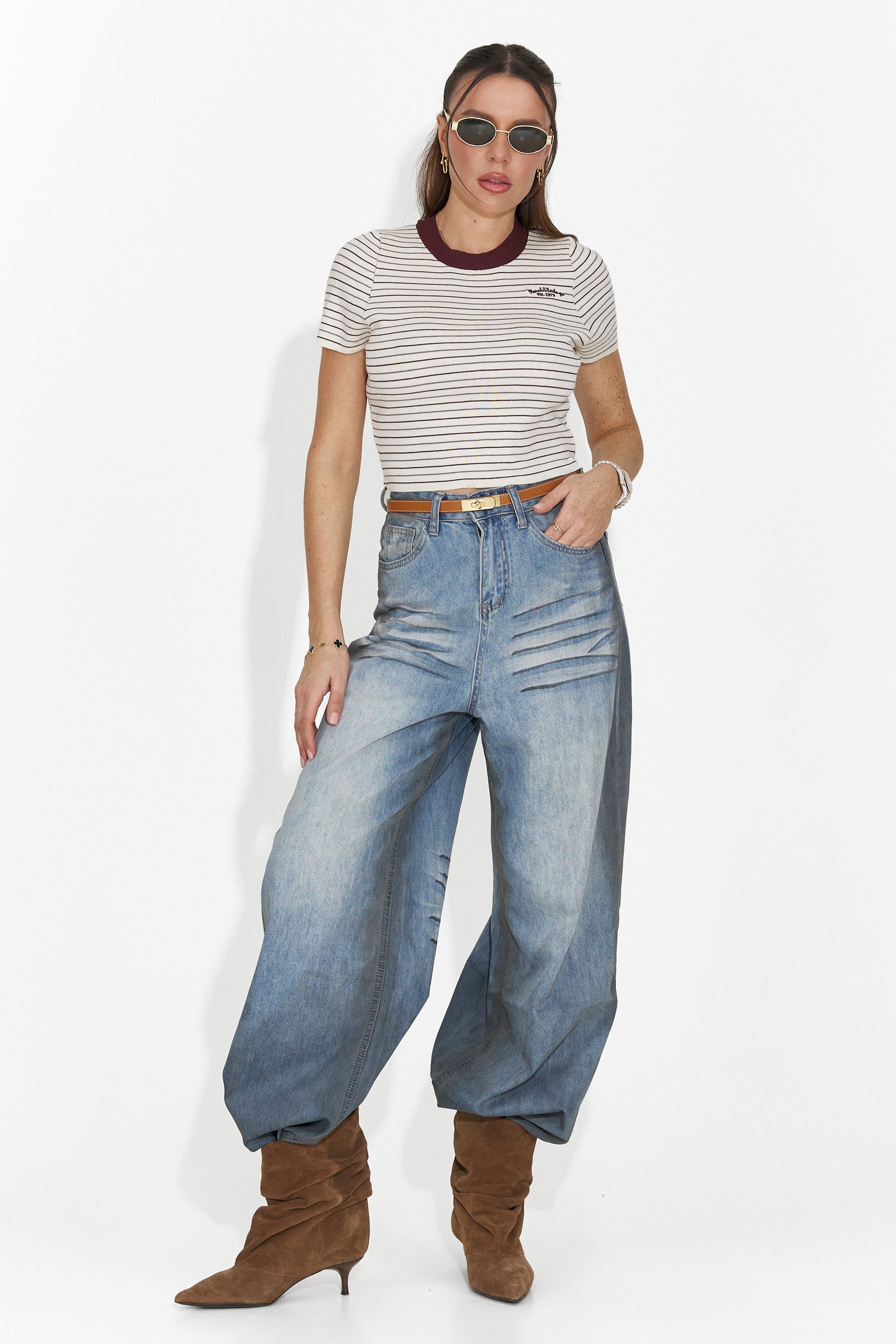 Sweter dla pań w kolorze beżowym Hainie Bogas